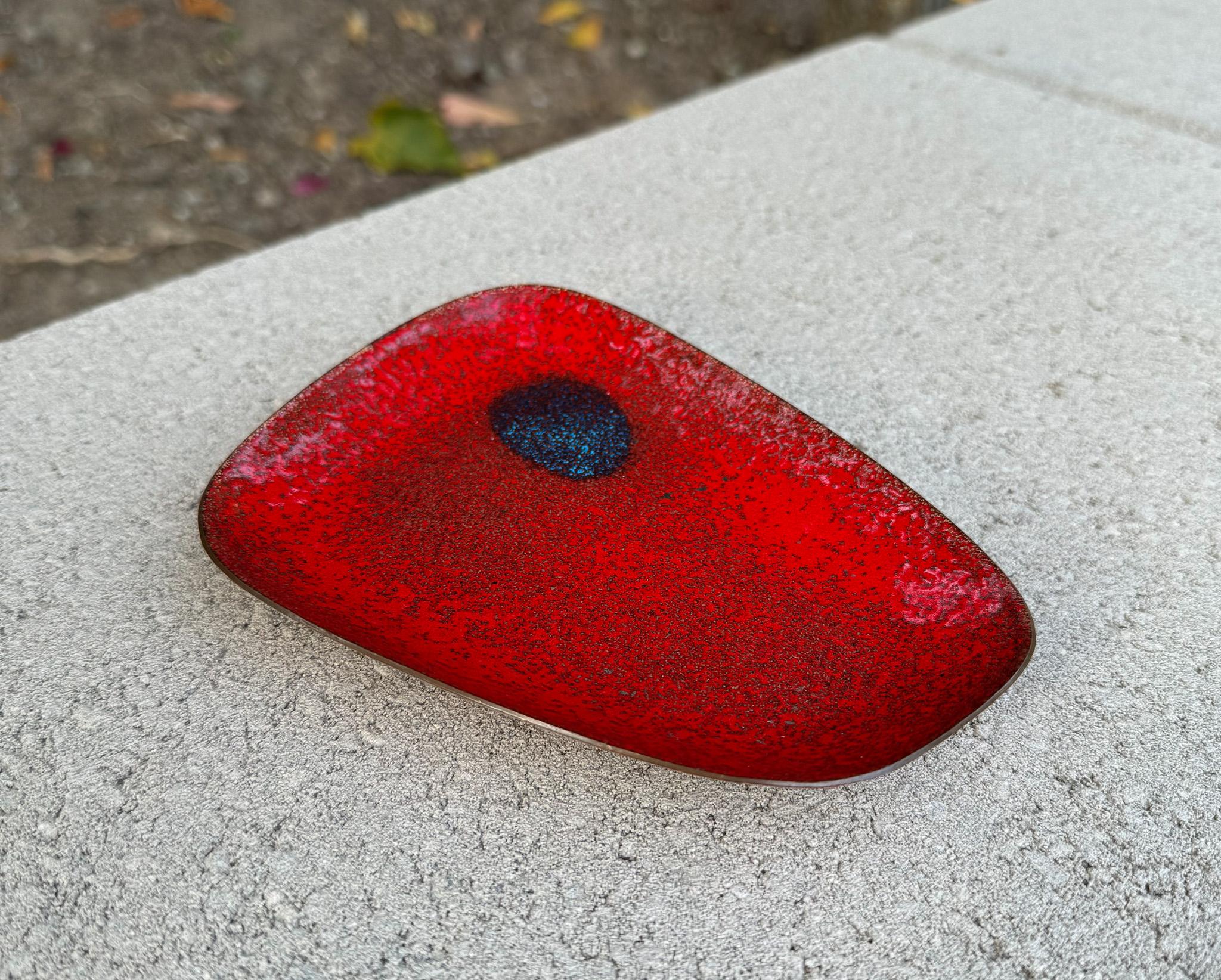 Modernist Abstract Enamel on Copper Tray, c.1960 4