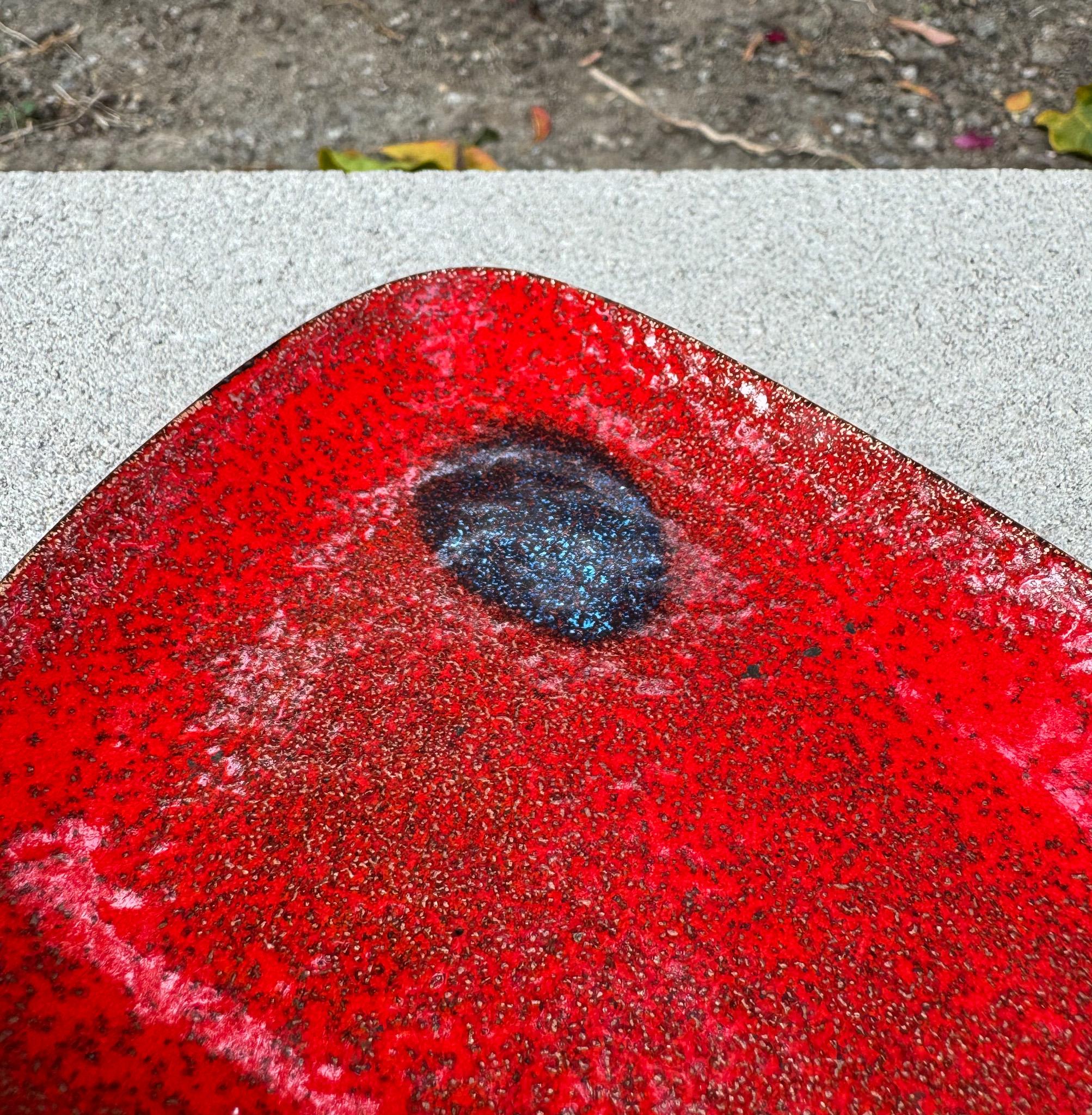 Mid-Century Modern Modernist Abstract Enamel on Copper Tray, c.1960
