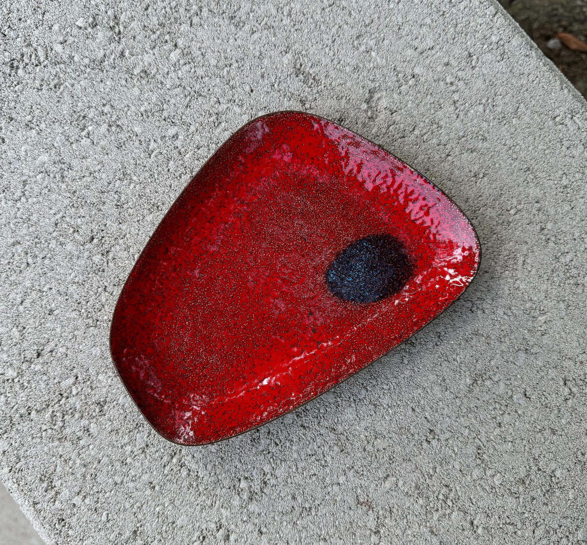 Modernist Abstract Enamel on Copper Tray, c.1960 In Good Condition In San Juan Capistrano, CA