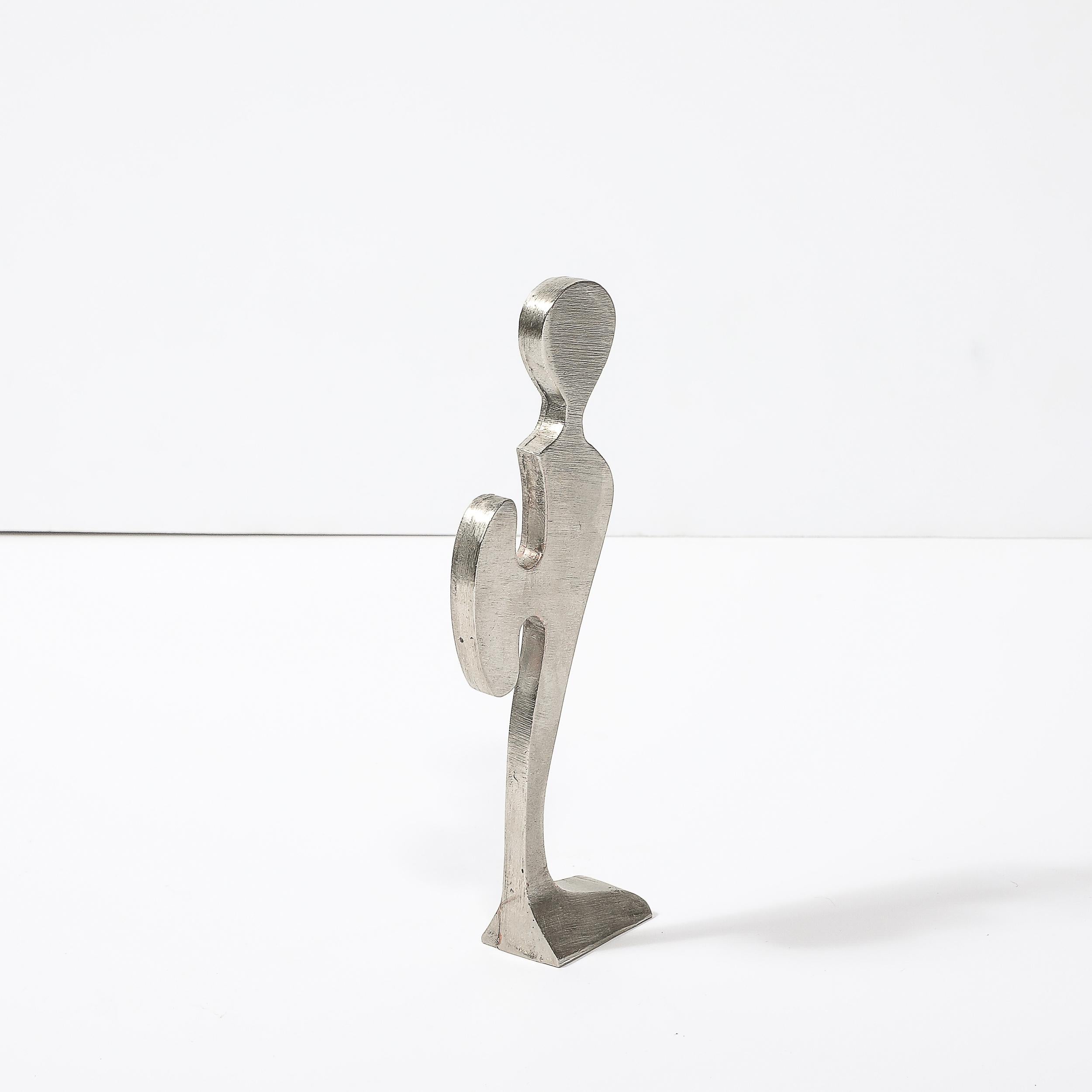 Fine XX secolo Scultura figurativa astratta modernista in peltro spazzolato di Willi Gutmann in vendita