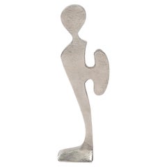 Escultura figurativa abstracta modernista en peltre cepillado Manera de Willi Gutmann