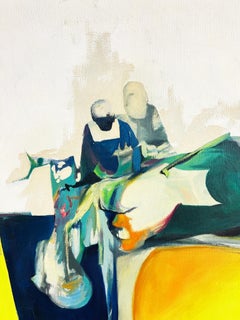 Modernist Abstract Figurative Painting Signed WLJ, Circa 1970s