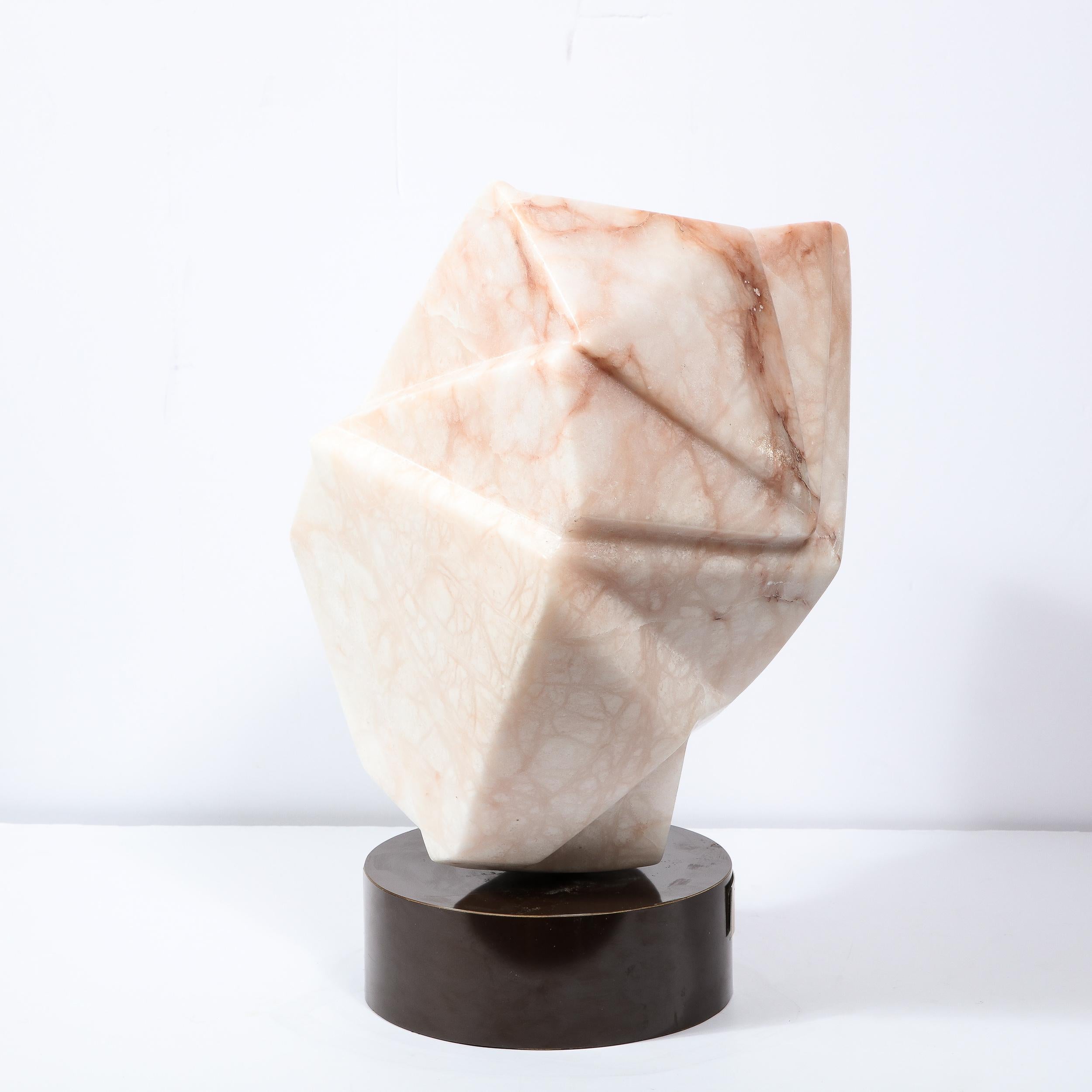 Late 20th Century Modernist Abstract Geometric Exotic Marble Sculpture, 