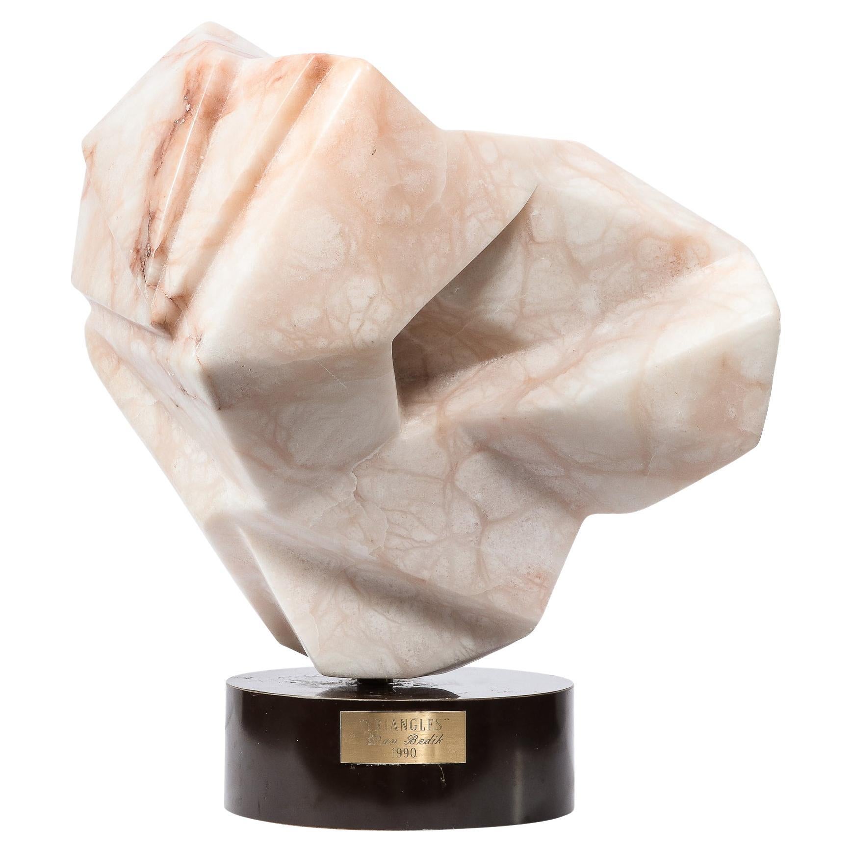 Modernist Abstract Geometric Exotic Marble Sculpture, "Triangles", by Dan Bedik  For Sale