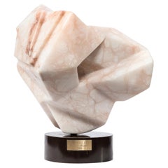 Vintage Modernist Abstract Geometric Exotic Marble Sculpture, "Triangles", by Dan Bedik 