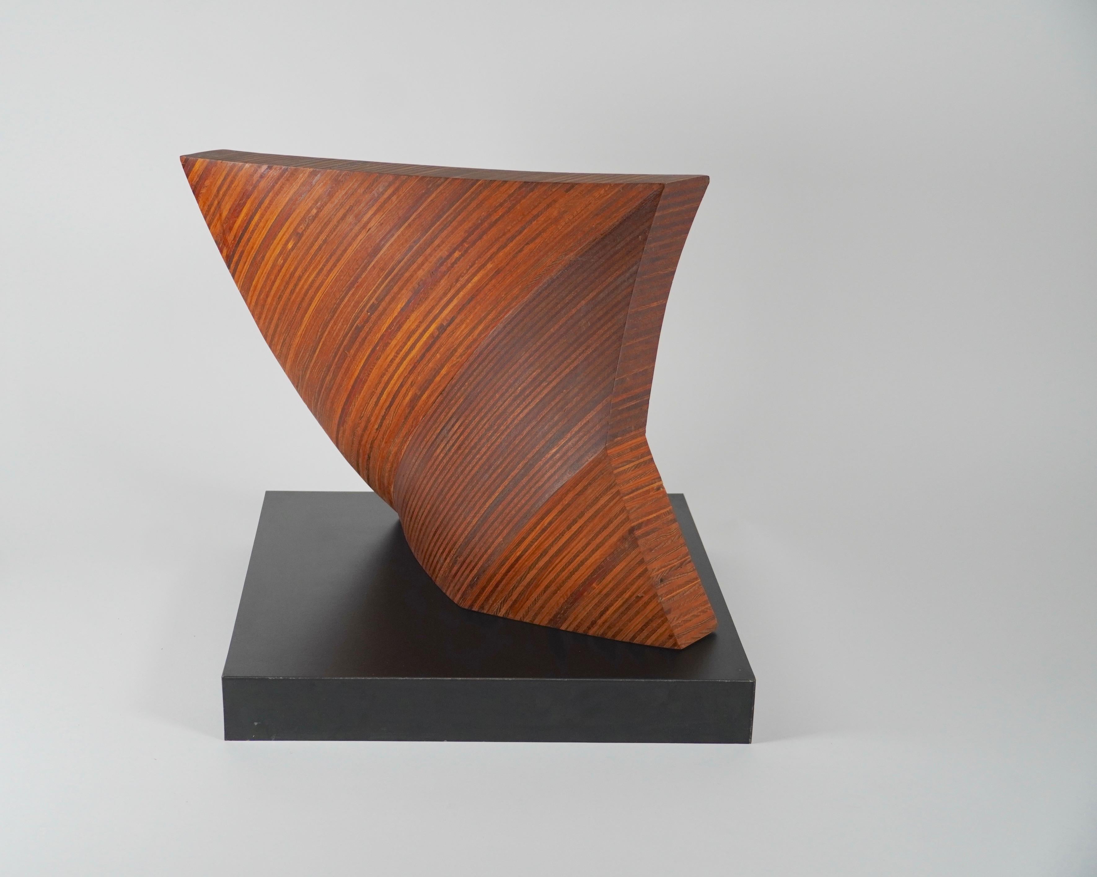 American Modernist Abstract Hand Carved Wooden Sculpture, circa 1970s