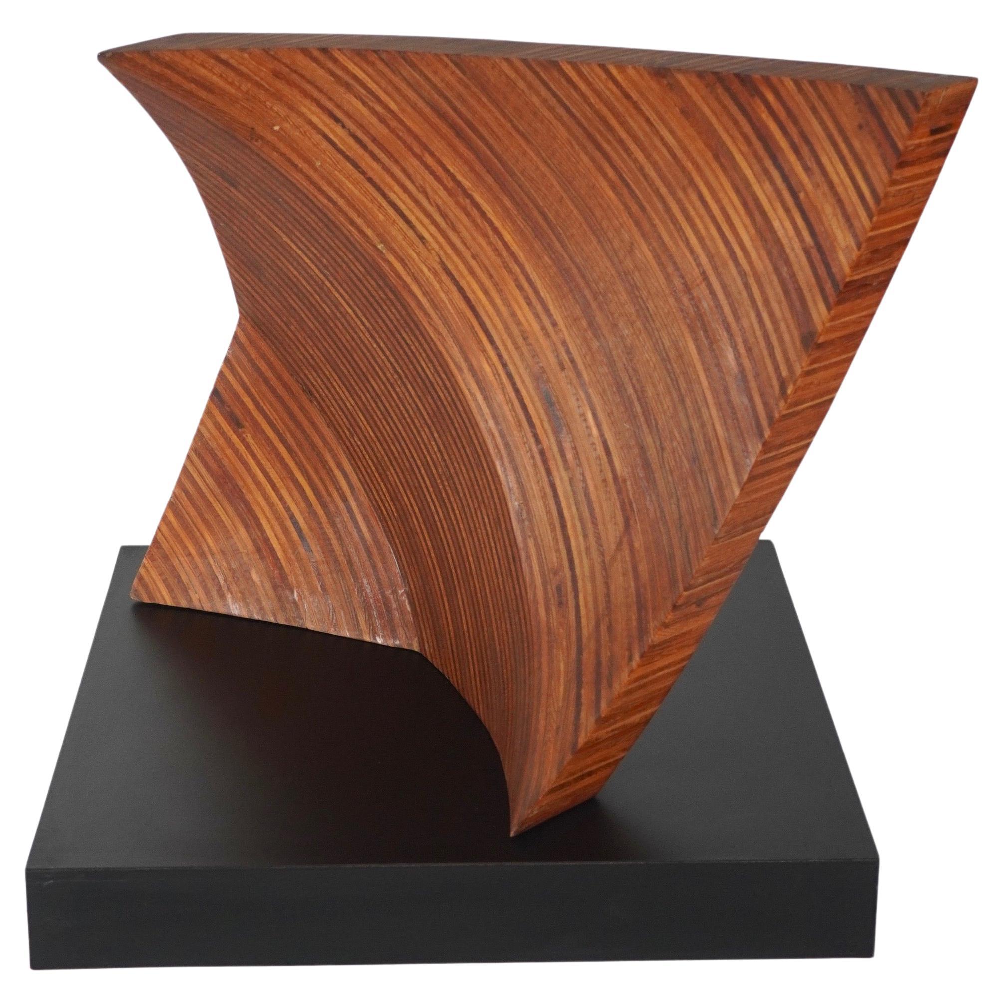 Modernist Abstract Hand Carved Wooden Sculpture, circa 1970s