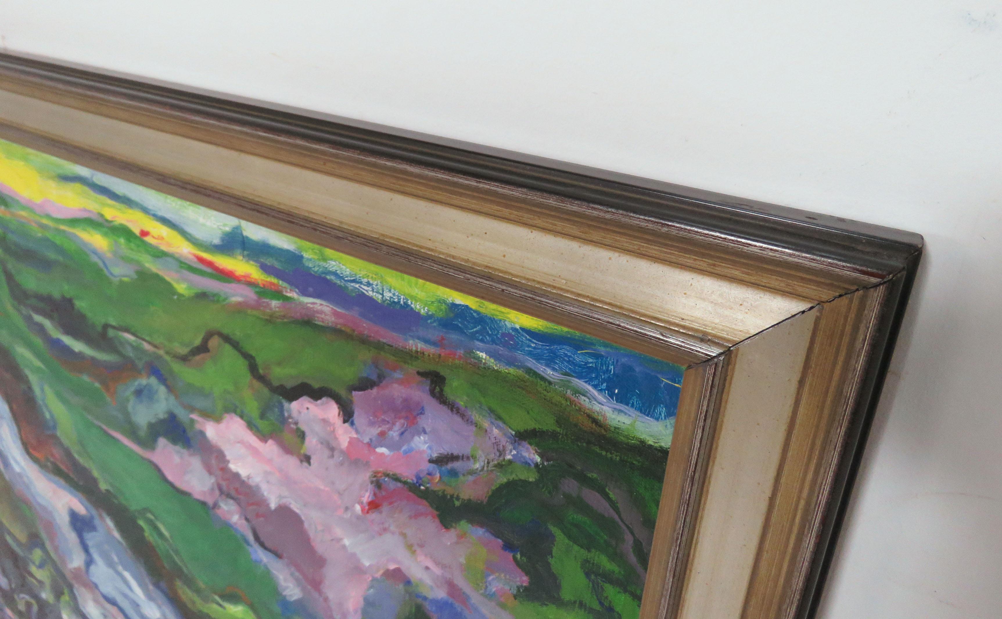 Paint Modernist Abstract Landscape in the Fauvist Style, Signed and Dated 1974