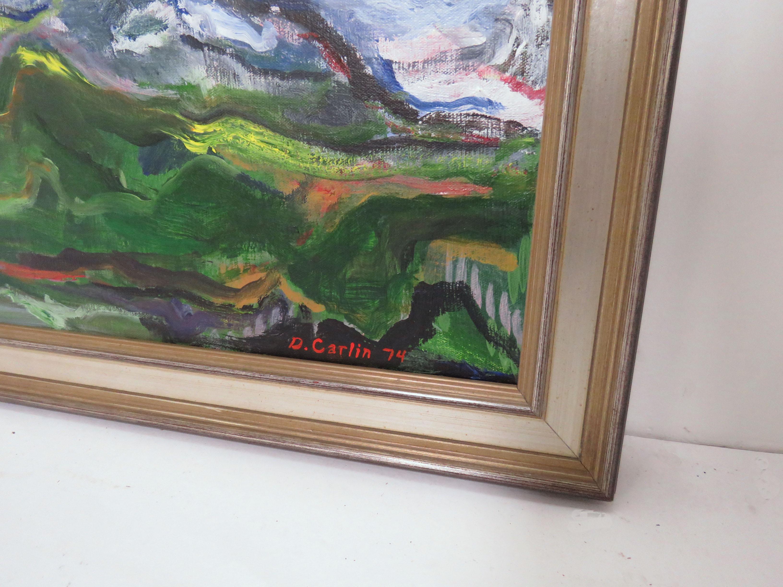 Modernist Abstract Landscape in the Fauvist Style, Signed and Dated 1974 2