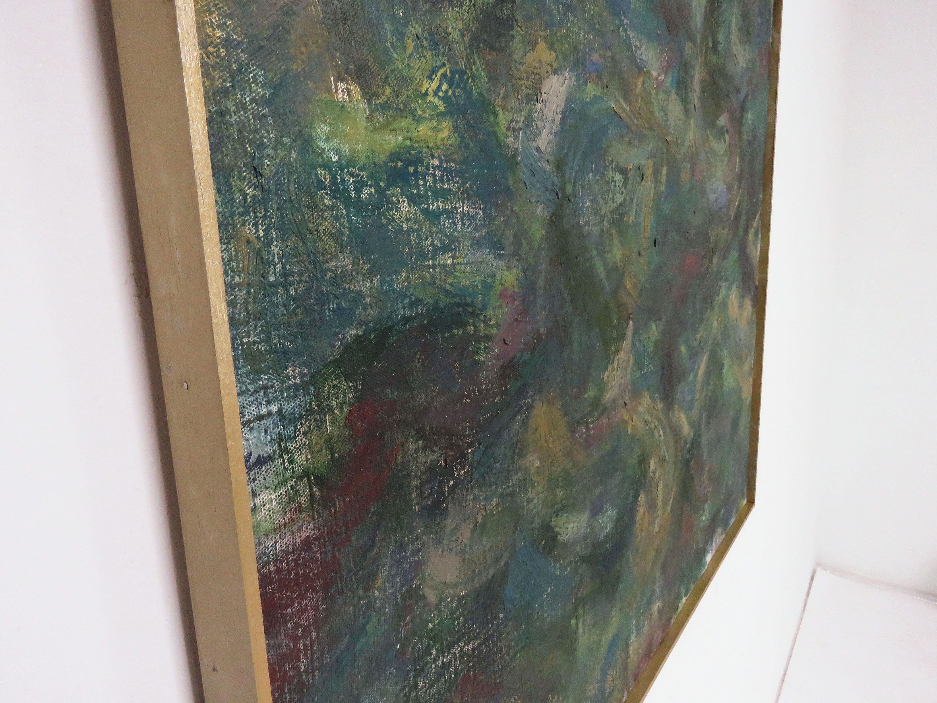 Mid-Century Modern Modernist Abstract Oil by Sidney Zimmerman, Dated 1960 For Sale