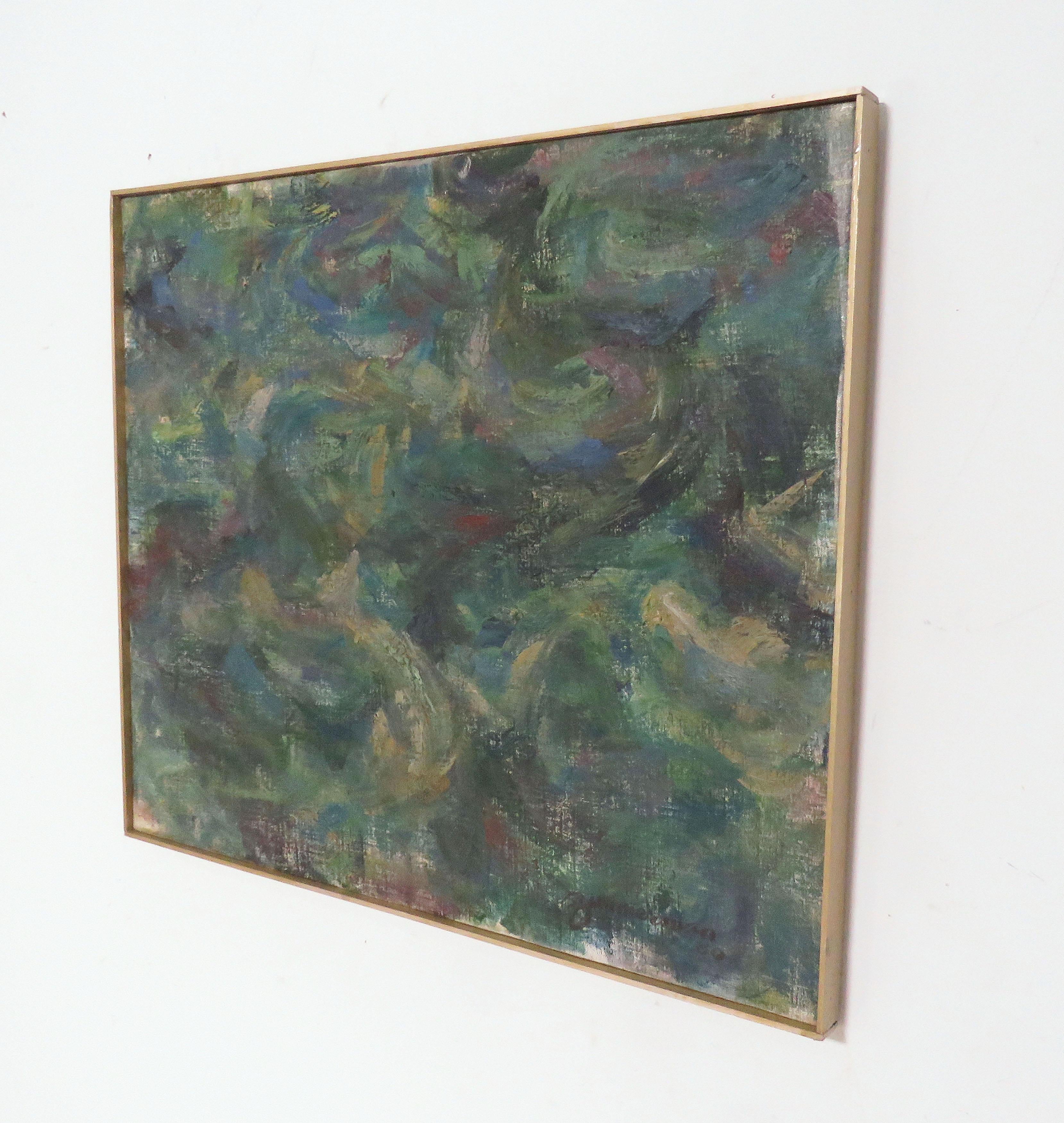 Mid-20th Century Modernist Abstract Oil by Sidney Zimmerman, Dated 1960 For Sale