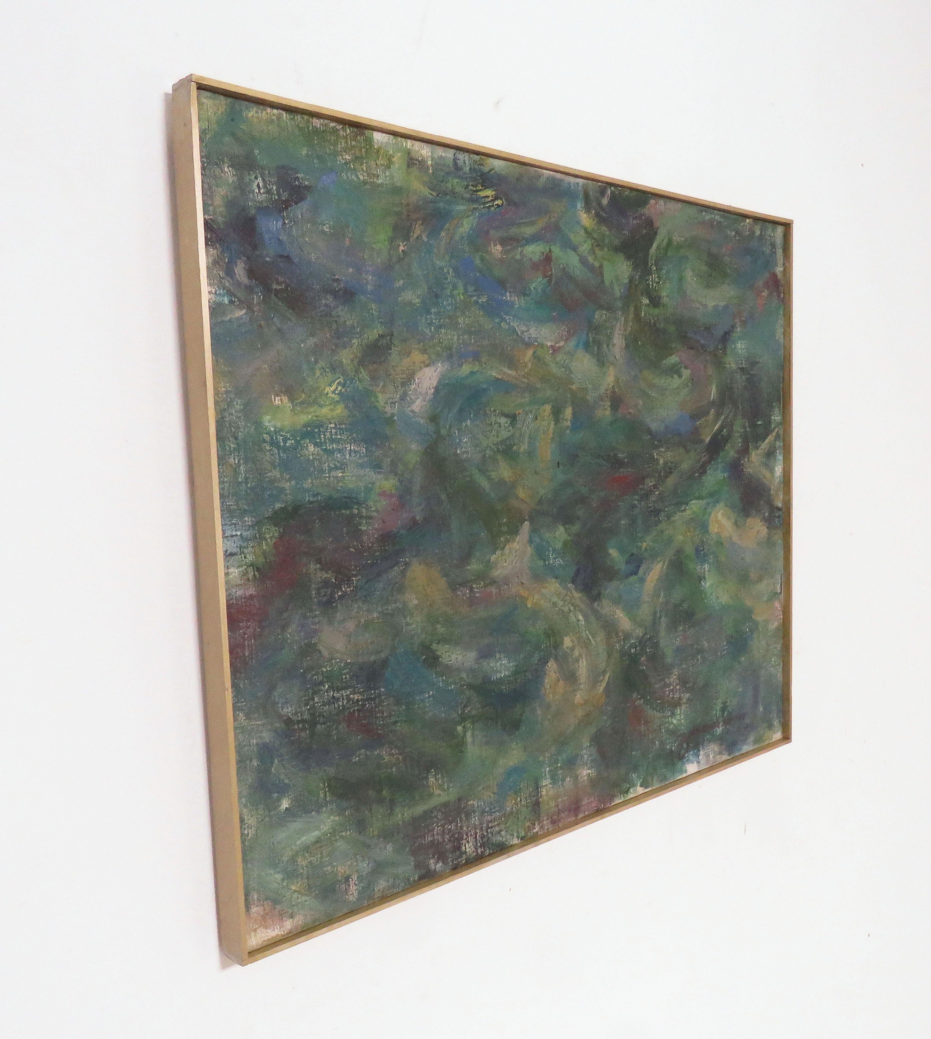 Canvas Modernist Abstract Oil by Sidney Zimmerman, Dated 1960 For Sale