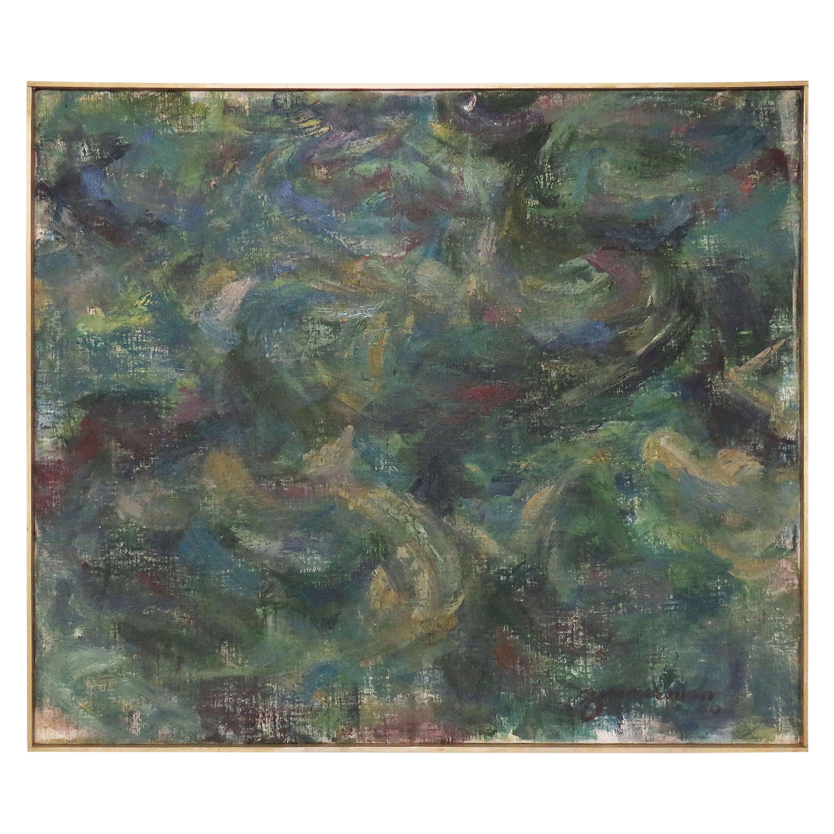 Modernist Abstract Oil by Sidney Zimmerman, Dated 1960 For Sale