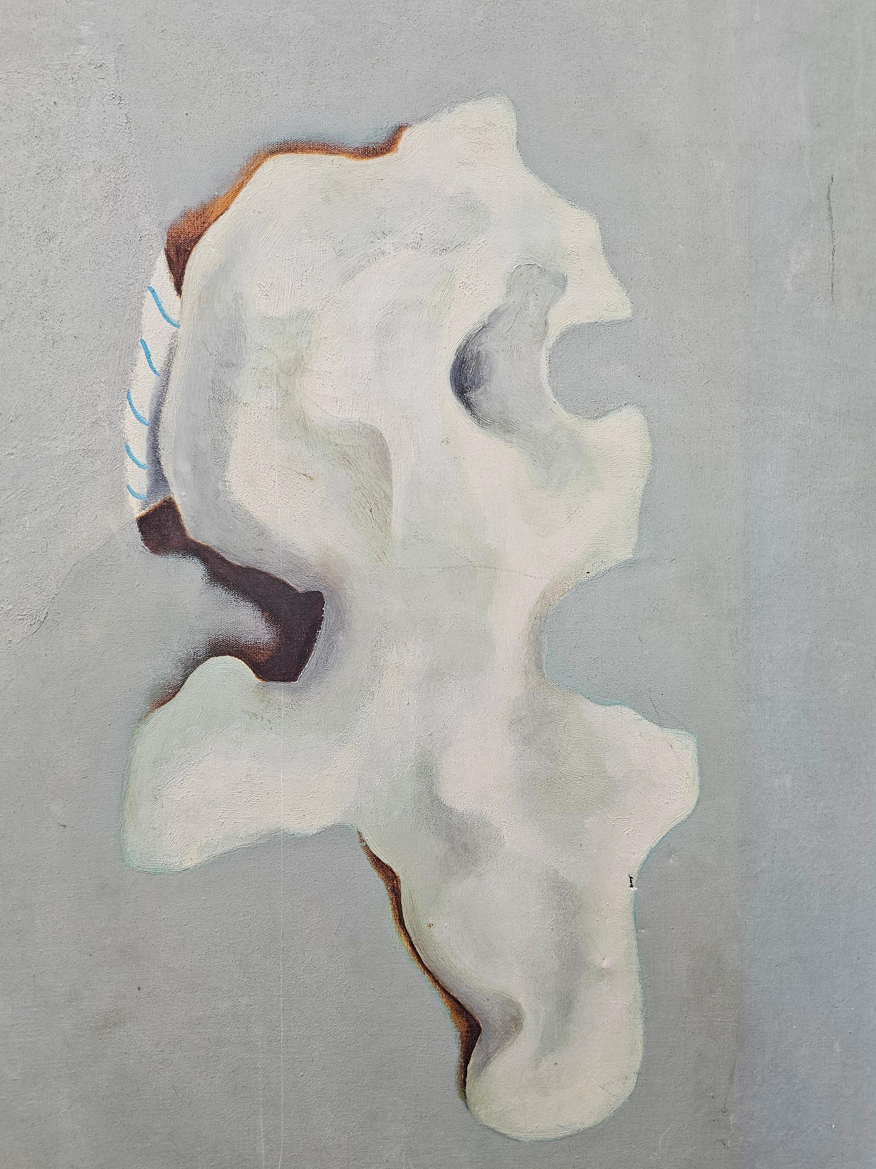 Mid-Century Modern Modernist Abstract Oil on Canvas by Yugoslav artist Zvonko Musulin, Croatia 1974 For Sale
