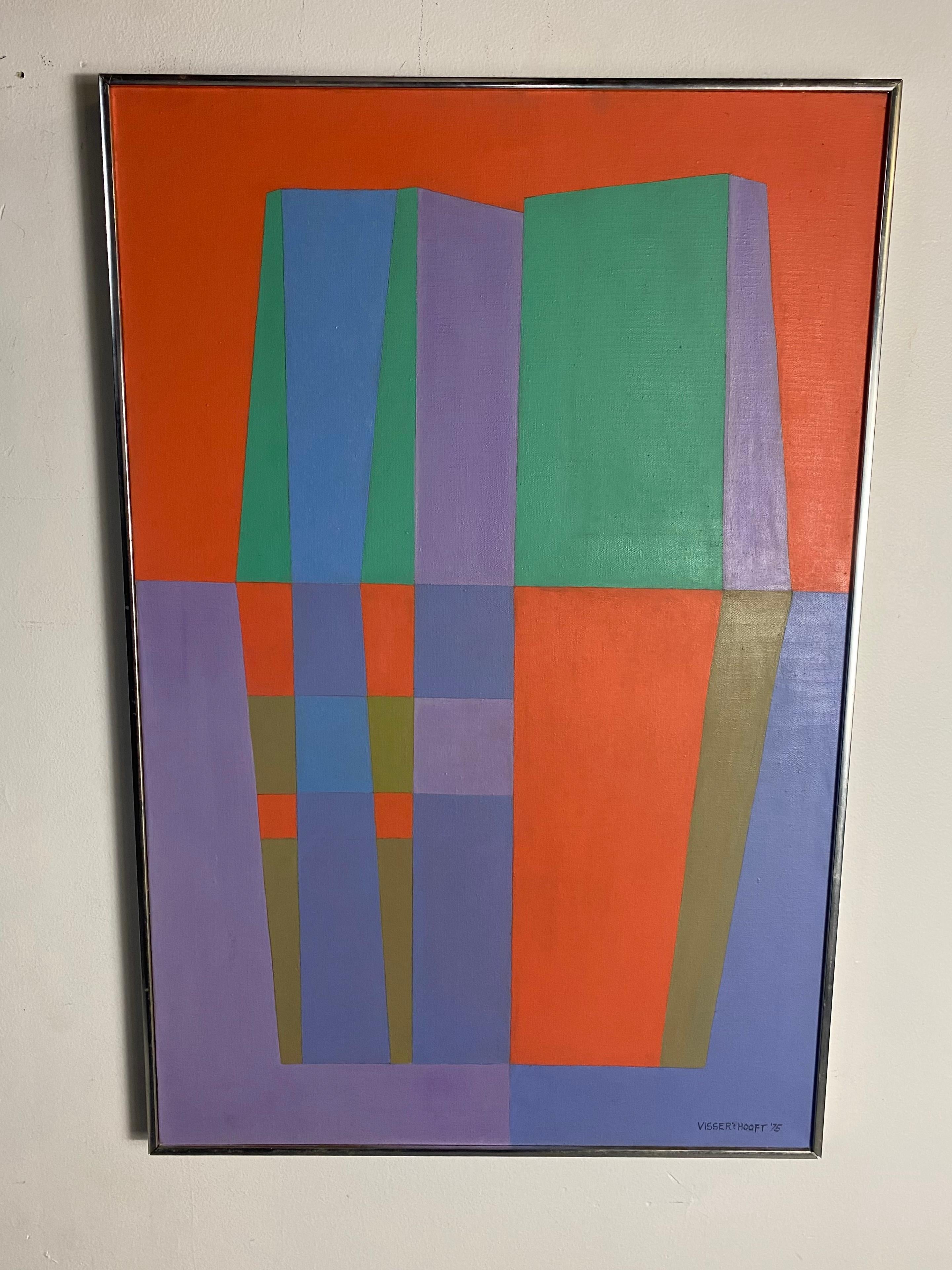 Mid-Century Modern Modernist Abstract Oil on Canvas original painting by Martha Visser 't Hooft