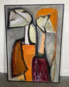 Pittura ad olio astratta modernista su tela dell'artista di WNY Kathrin Langley