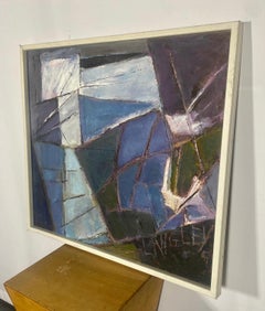 Pittura ad olio astratta modernista su tela dell'artista di WNY Kathrin Langley