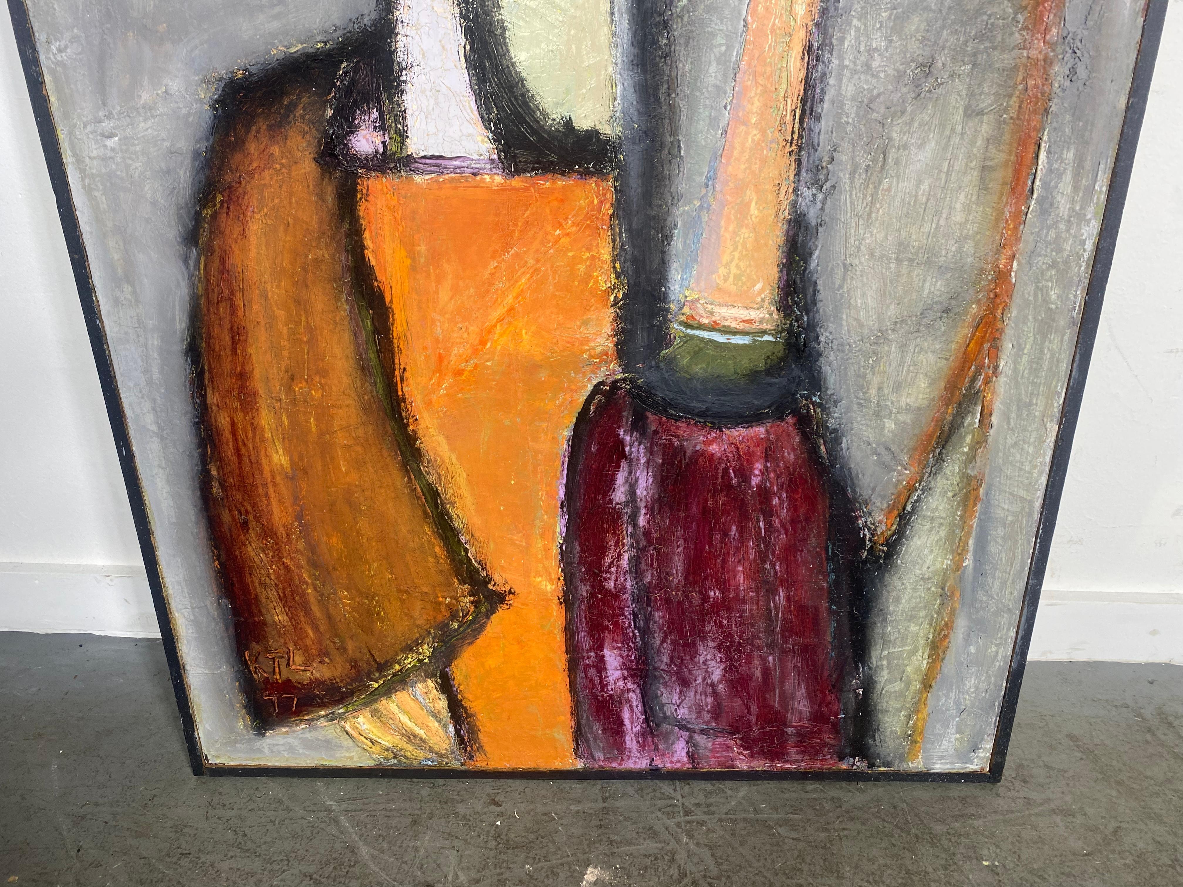 American Modernist Abstract Oil Painting on canvas by WNY Artist Kathrin Langley  For Sale