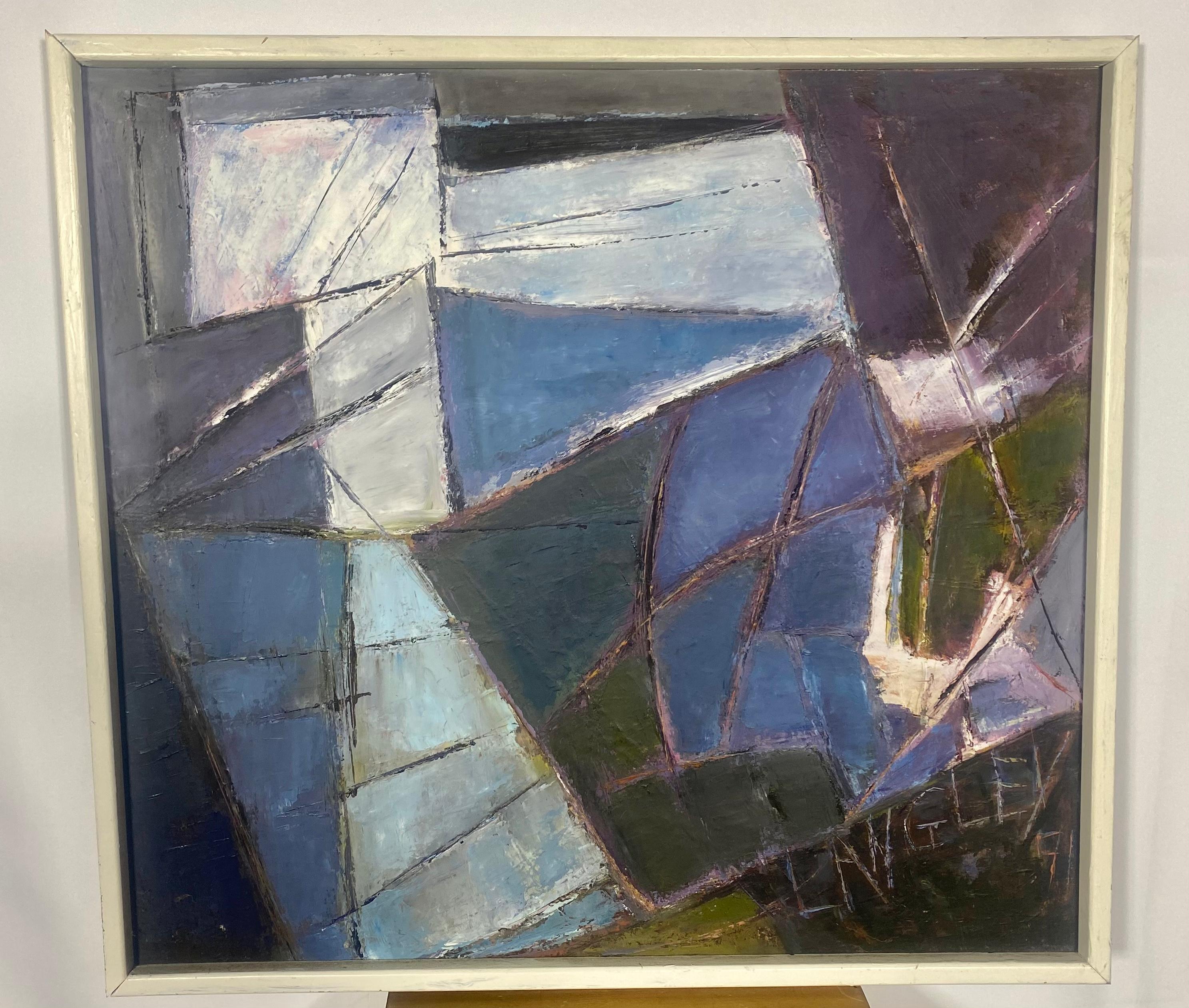 Hand-Painted Modernist Abstract Oil Painting on canvas by WNY Artist Kathrin Langley For Sale