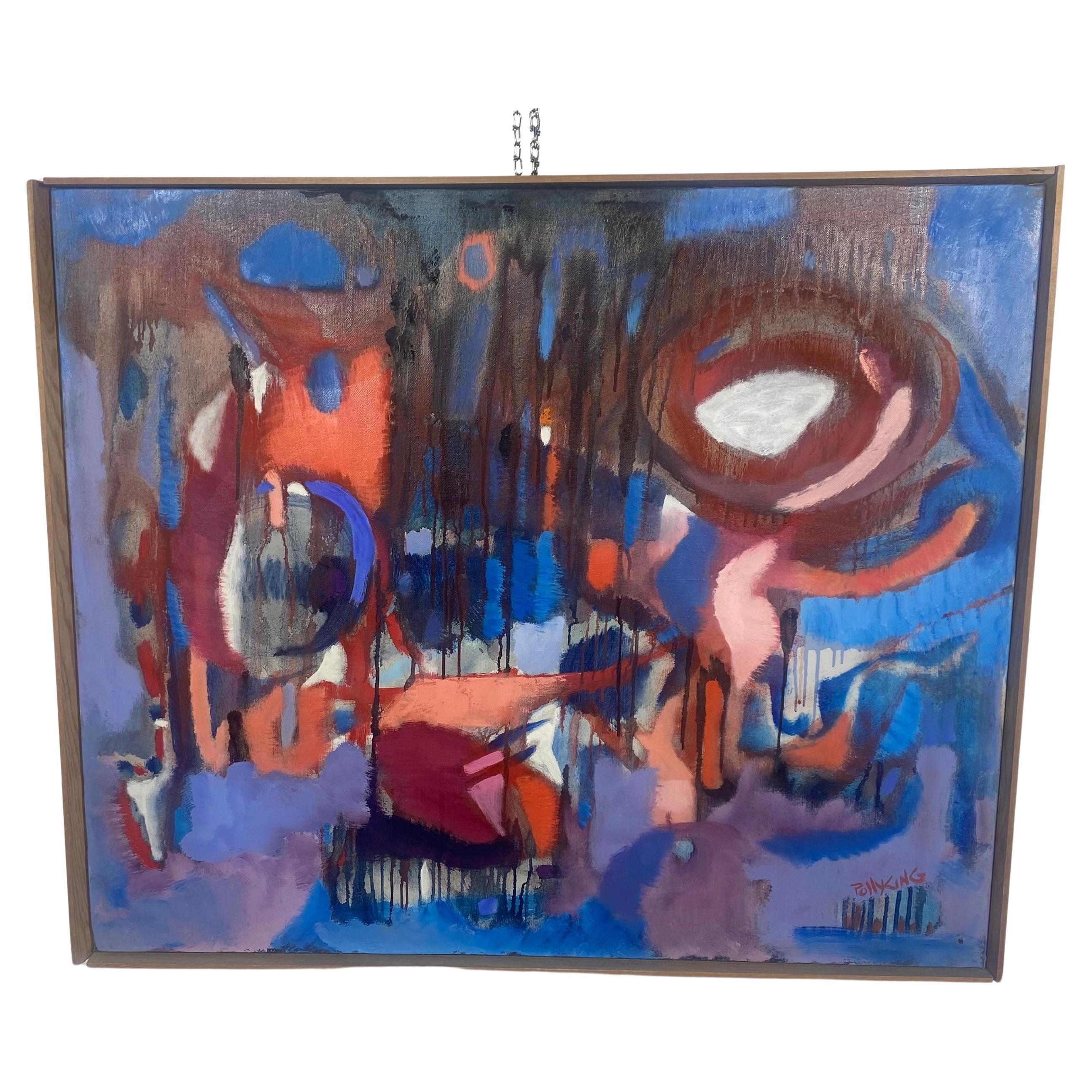 Modernist Abstract oil painting on canvas by WNY Artist Polly King For Sale