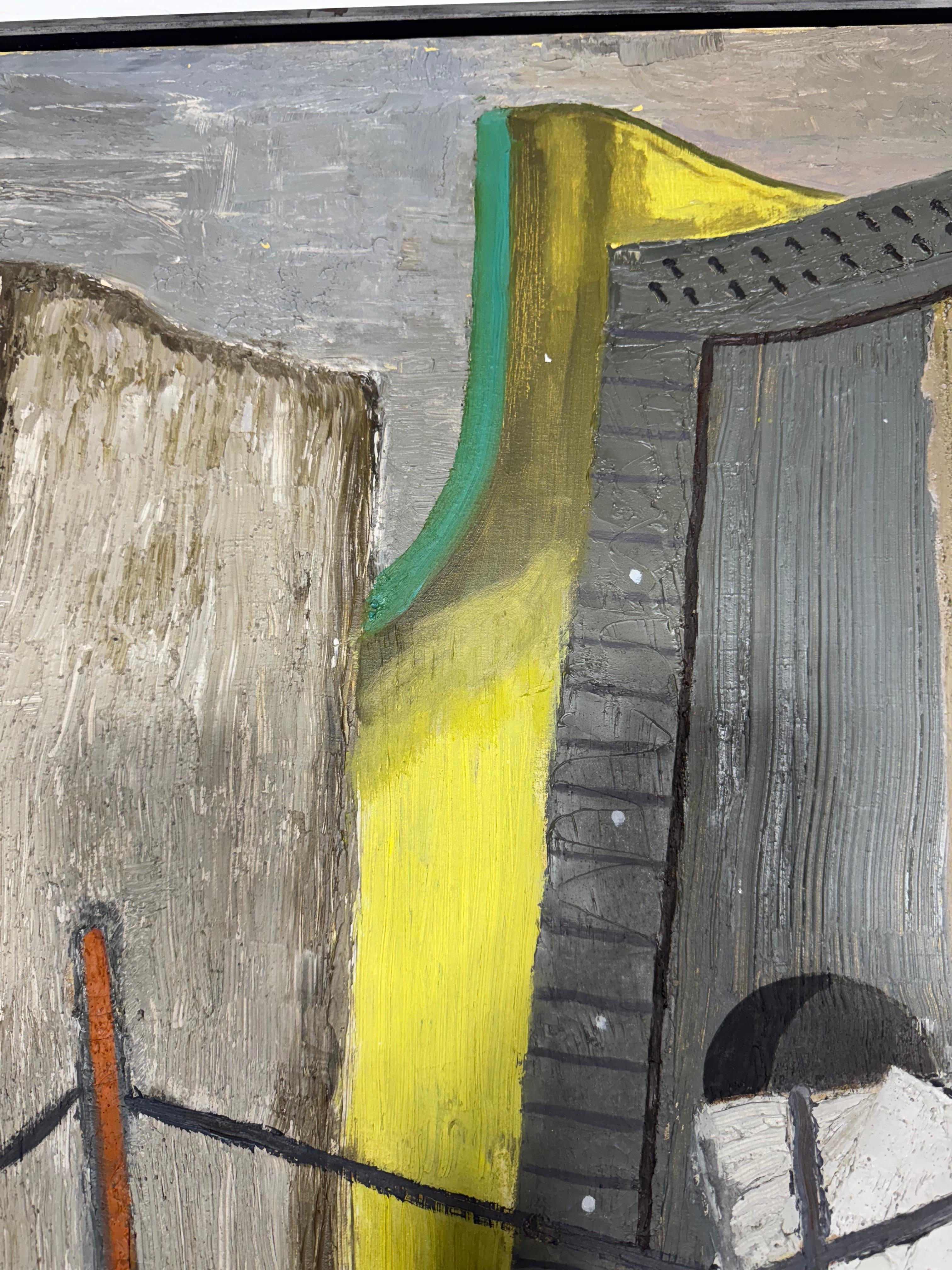 Pittura ad olio astratta modernista su tela degli anni '40-'50, 