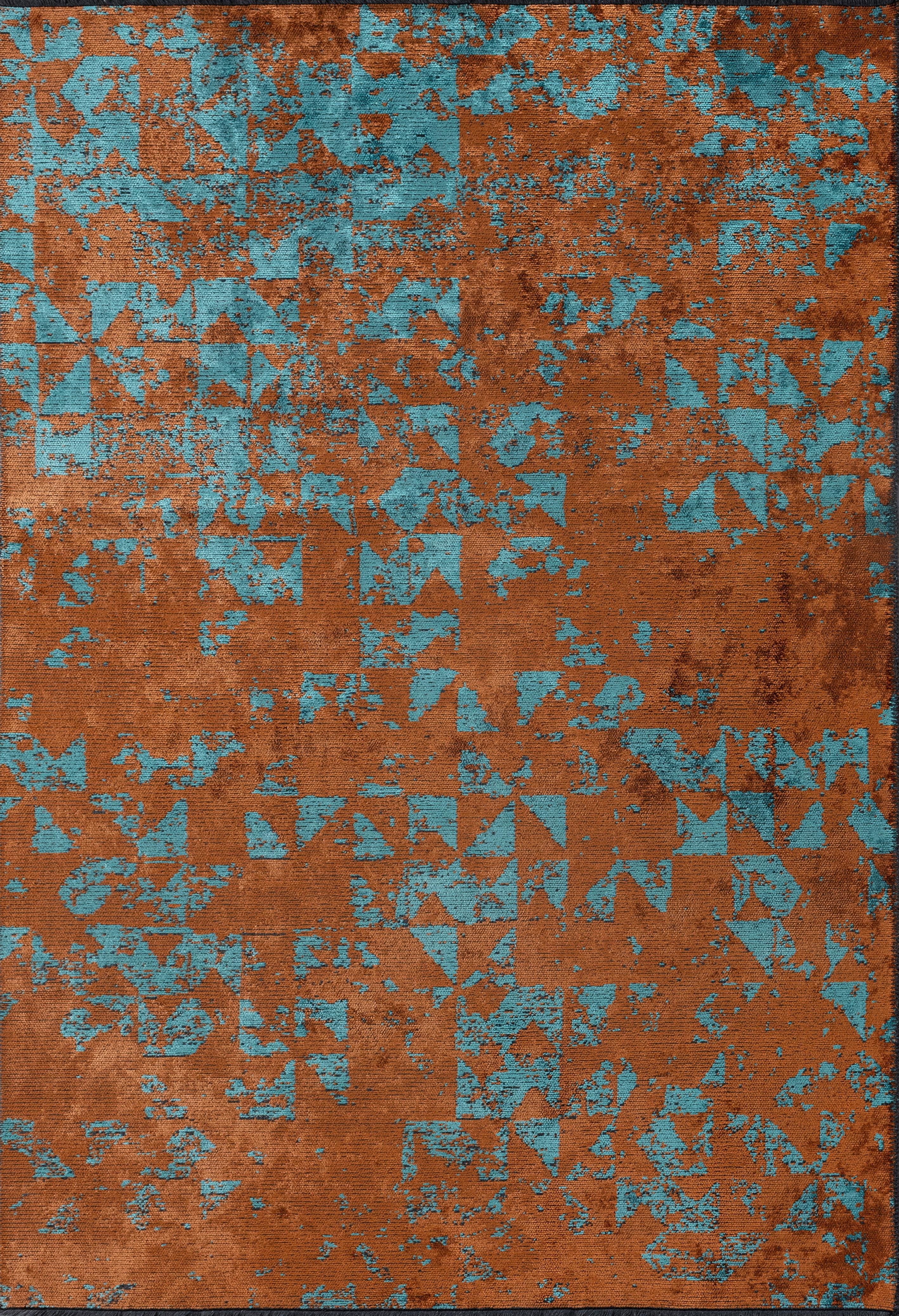 Tappeto Modernista Astratto Arancione Turchese Senza Frange