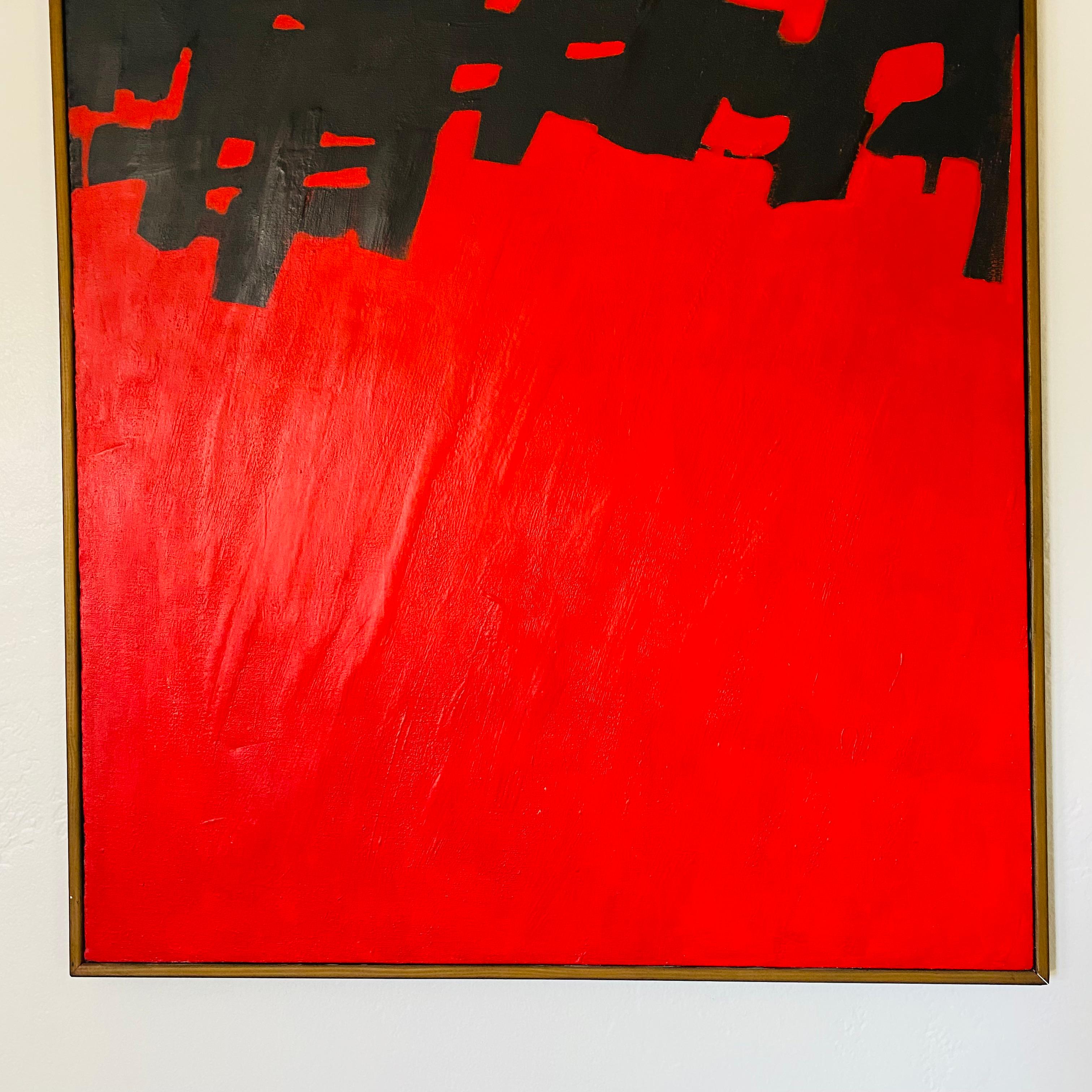 Pintura acrílica original abstracta modernista sobre lienzo Años 70 en Bueno estado para la venta en San Juan Capistrano, CA