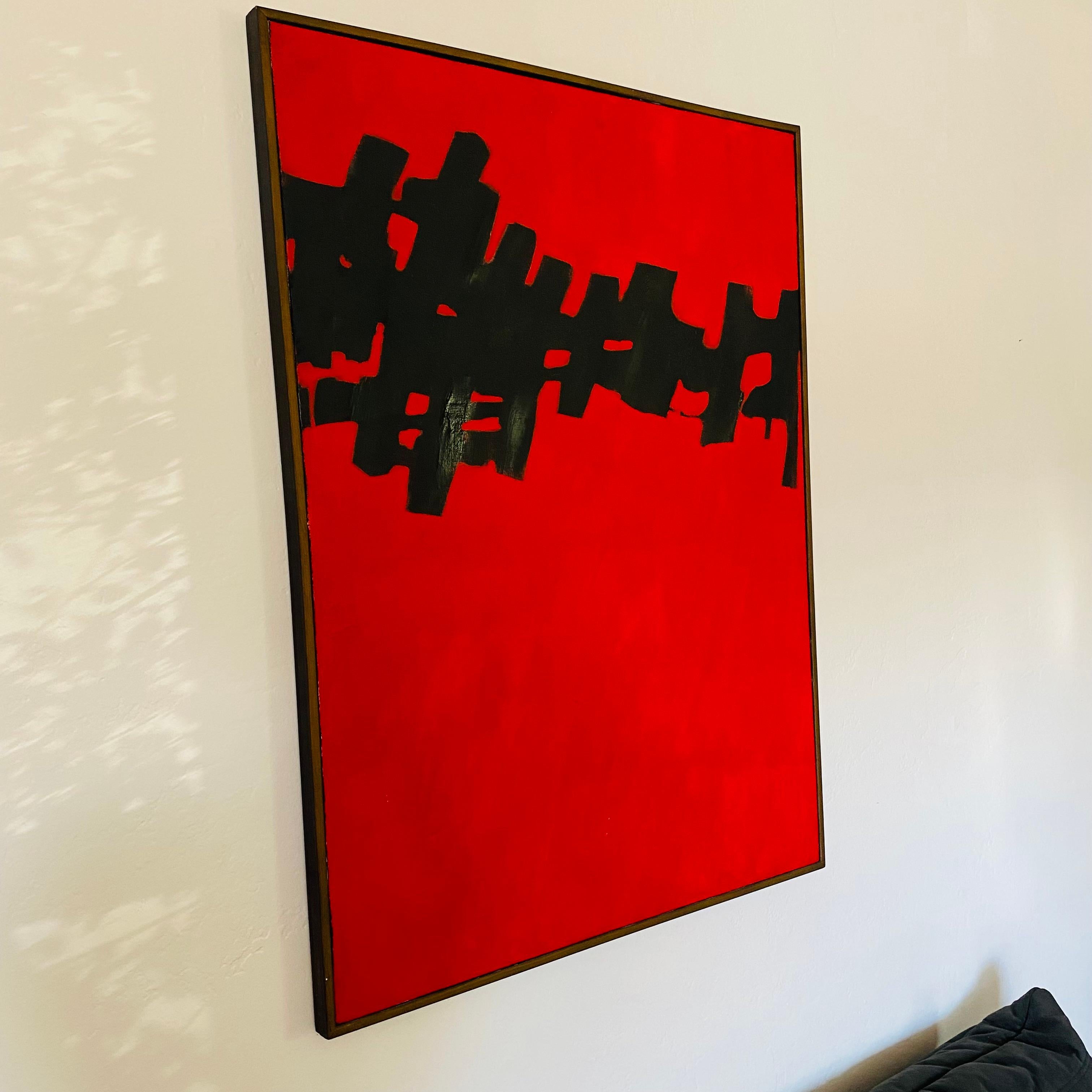 Pintura acrílica original abstracta modernista sobre lienzo Años 70 Lienzo en venta