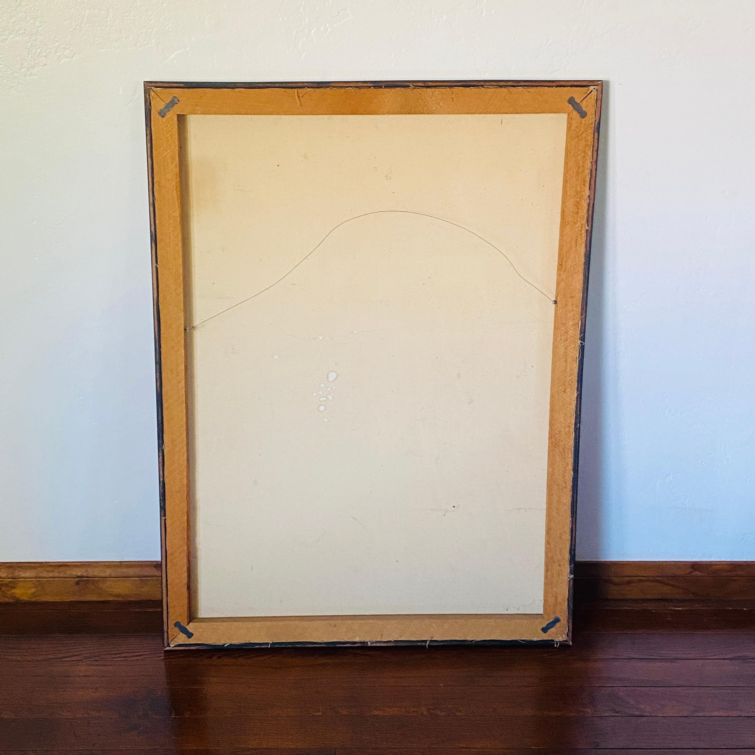 Pintura acrílica original abstracta modernista sobre lienzo Años 70 en venta 2