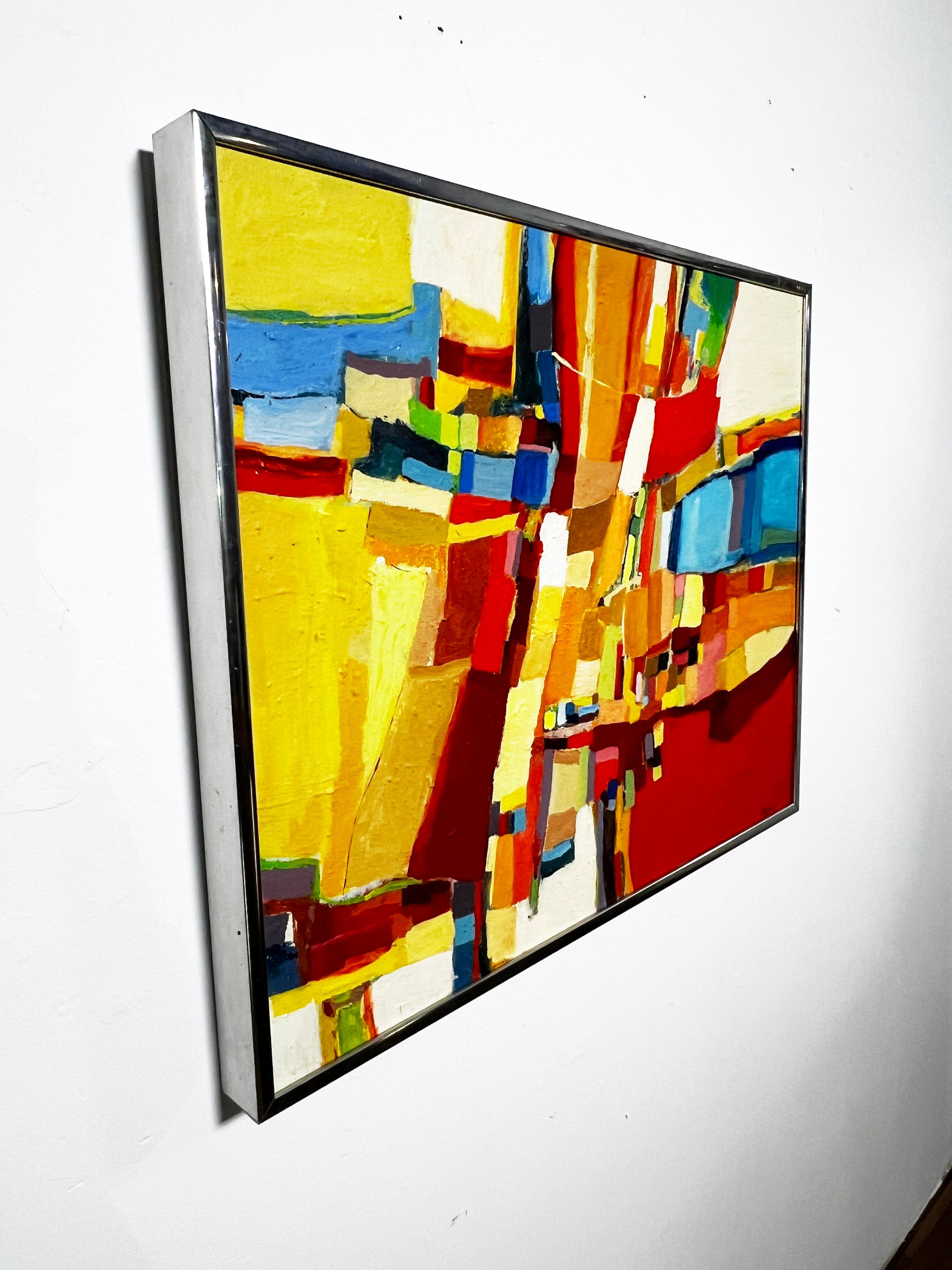Mid-Century moderno Quadro astratto modernista di Carole Thurlow degli anni '70 circa