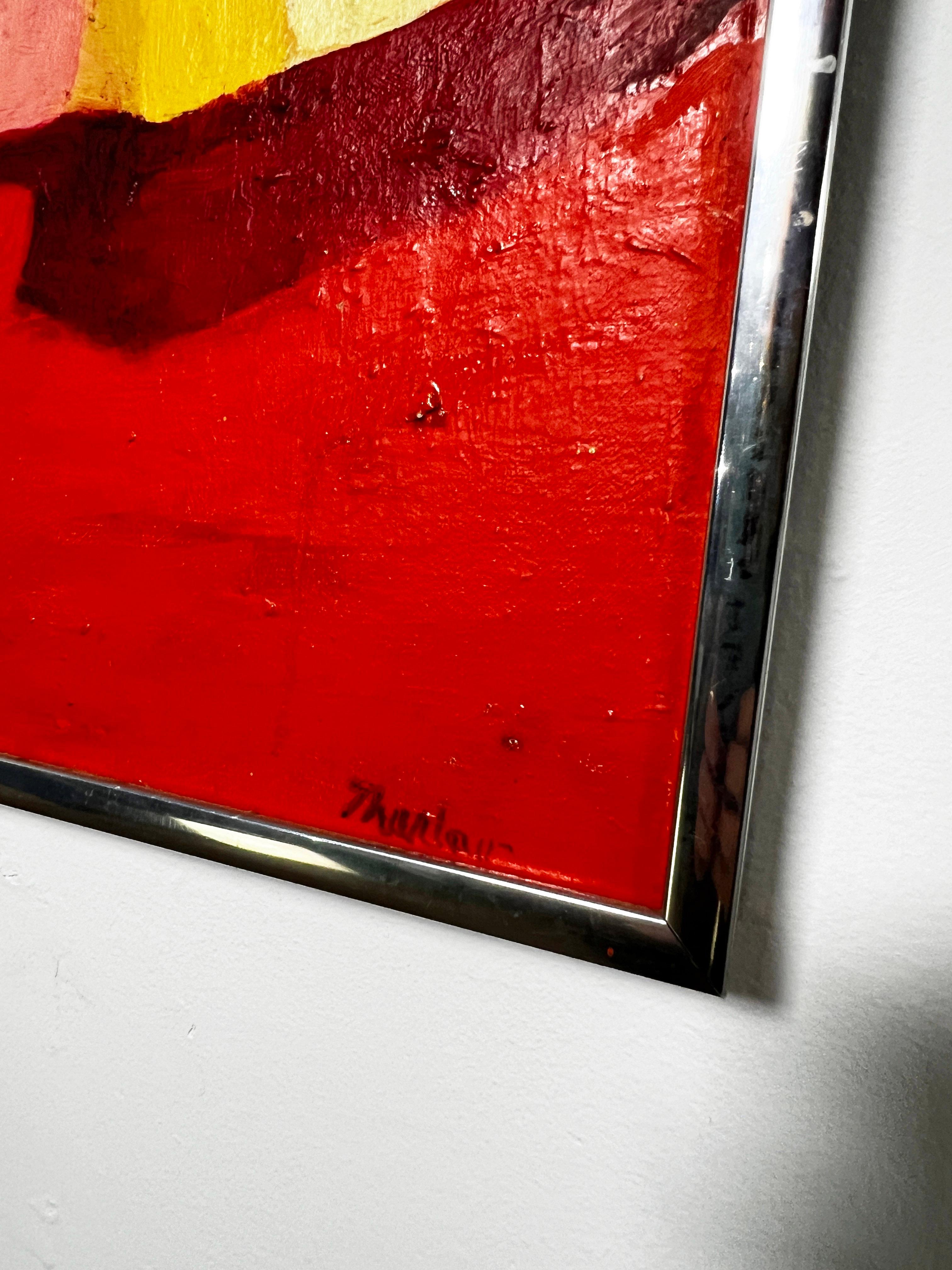 Fine XX secolo Quadro astratto modernista di Carole Thurlow degli anni '70 circa
