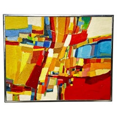 Quadro astratto modernista di Carole Thurlow degli anni '70 circa