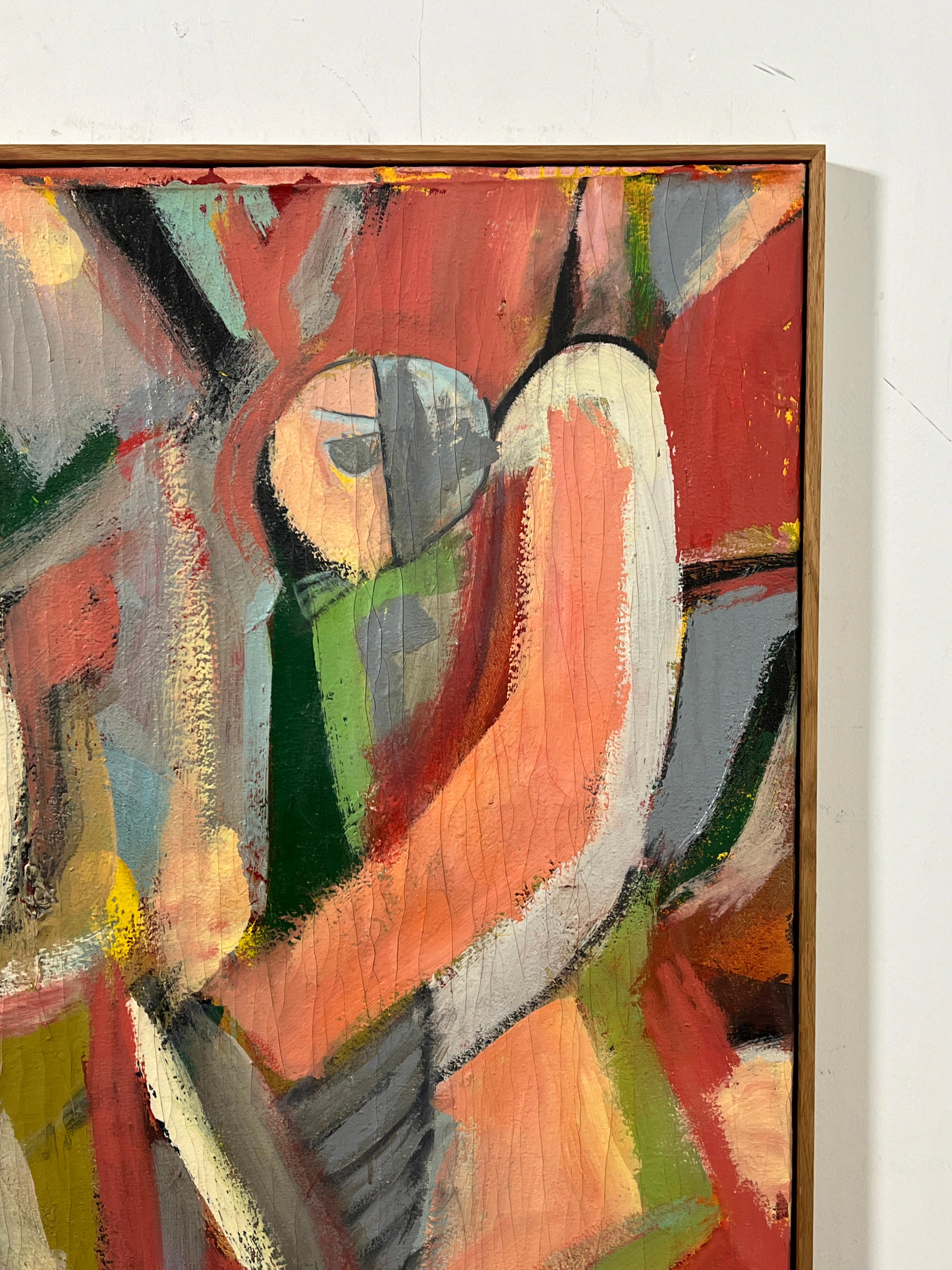 Early abstract modernist painting by the noted painter Chase Bailey, who was also an accomplished film writer, actor, producer, and director who has worked with John Malkovich, Johnny Depp, and Uma Thurman, among others.  Signed lower right 