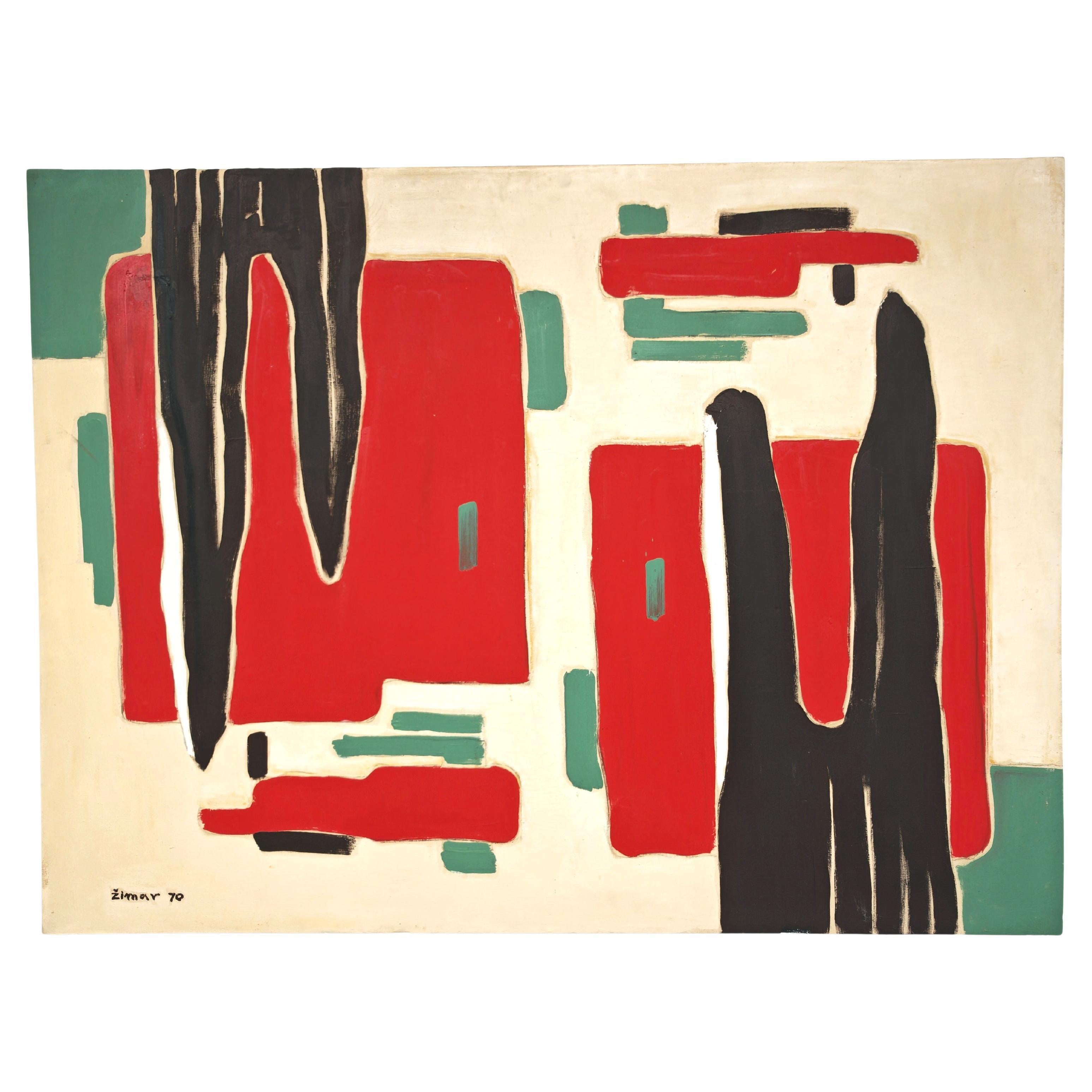 Modernist Abstract Painting by Marko Zivkovic Zimar, Yugoslavia 1970 For Sale