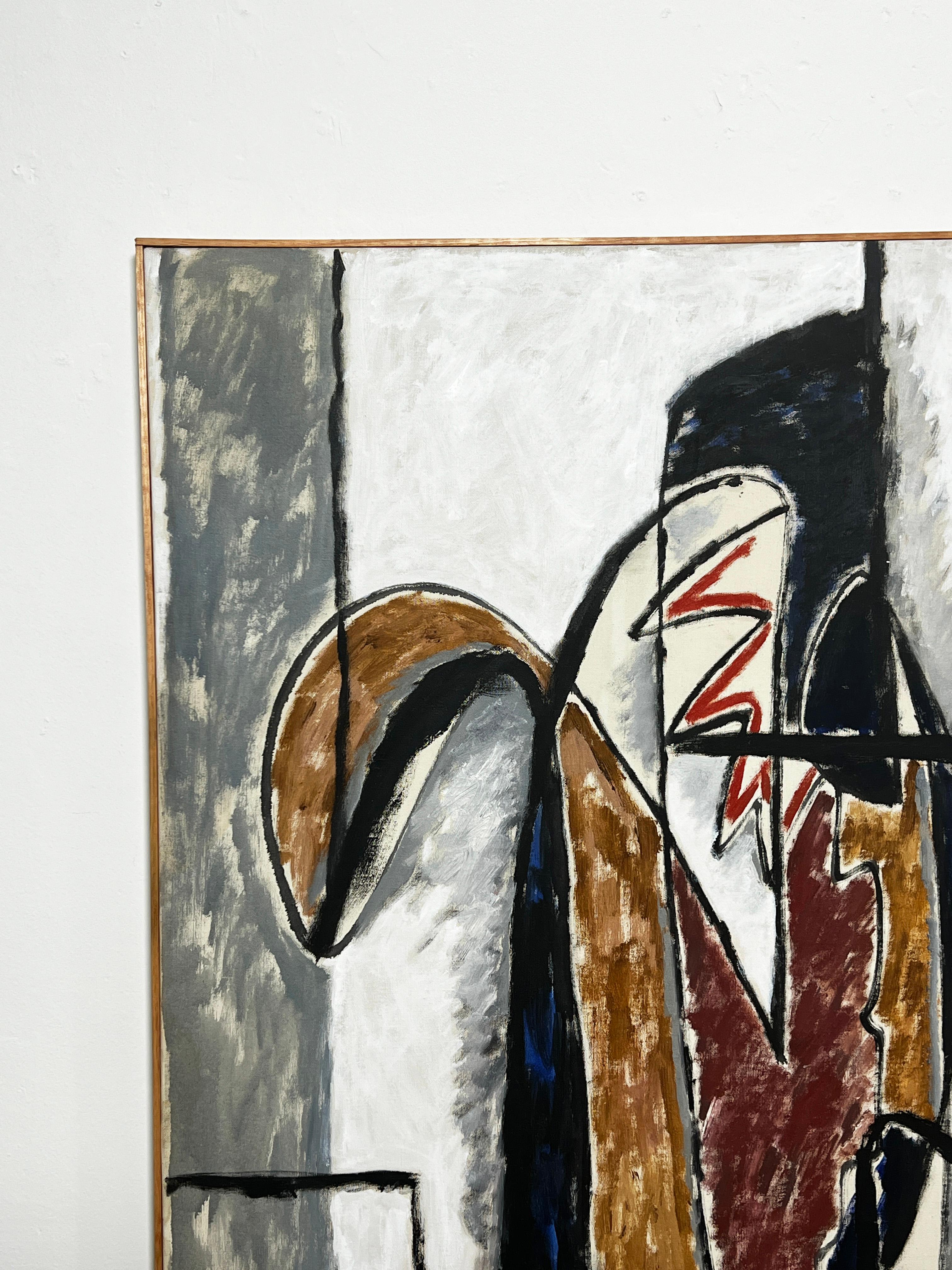 Pintura abstracta modernista de la década de 1960 del artista Phillip Callahan, nacido en Worcester, Massachusetts (1918-1991). Callahan estudió en la Escuela del Museo de Bellas Artes de Boston y en la apreciada Escuela de Bellas Artes de París. A