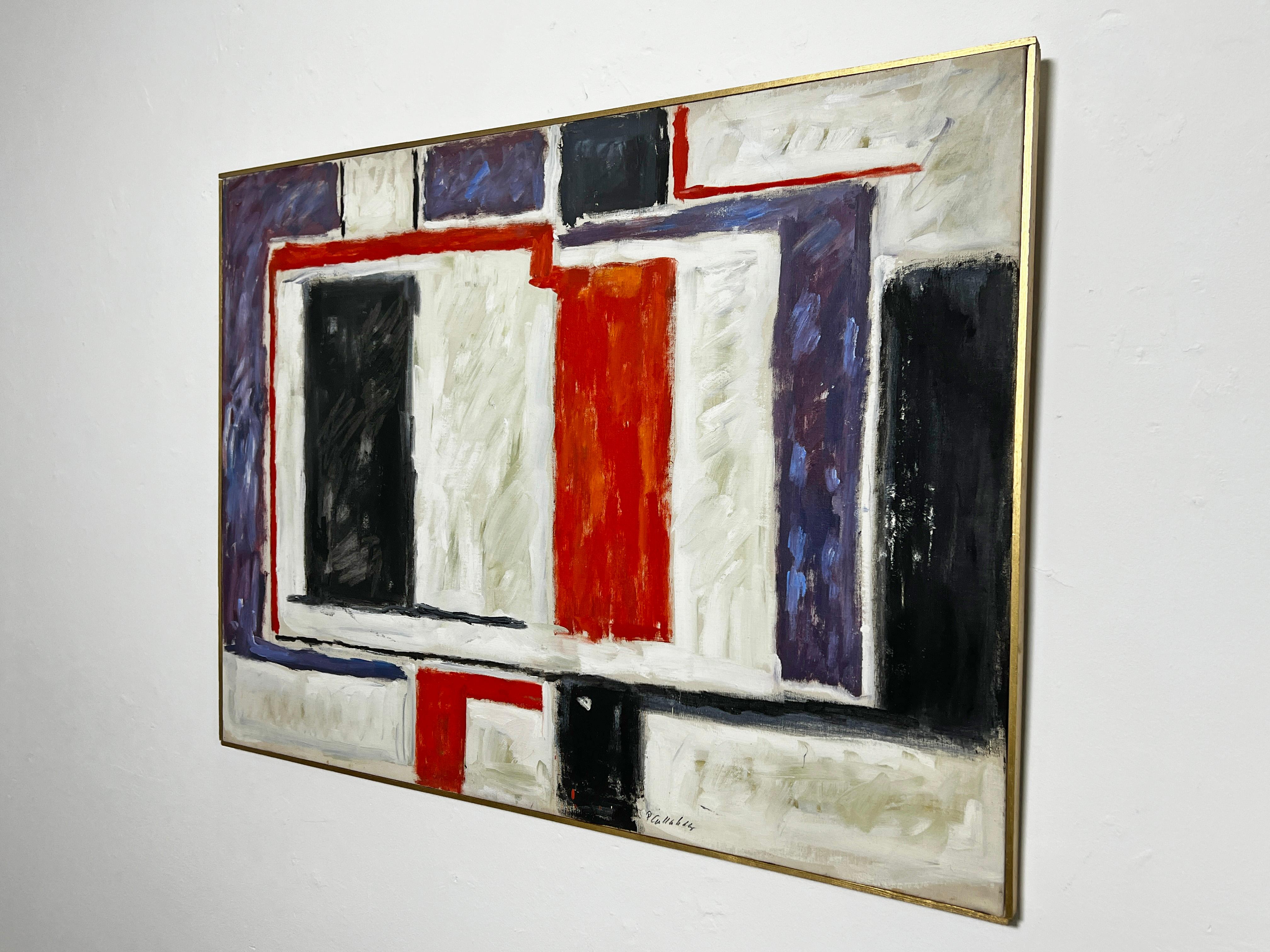 Quadro astratto modernista degli anni '60 circa dell'artista Phillip Callahan, nato a Worcester, Massachusetts, (1918-1991). Callahan ha studiato alla School of the Museum of Fine Arts di Boston e alla stimata Ecole Des Beaux-Arts di Parigi. A metà