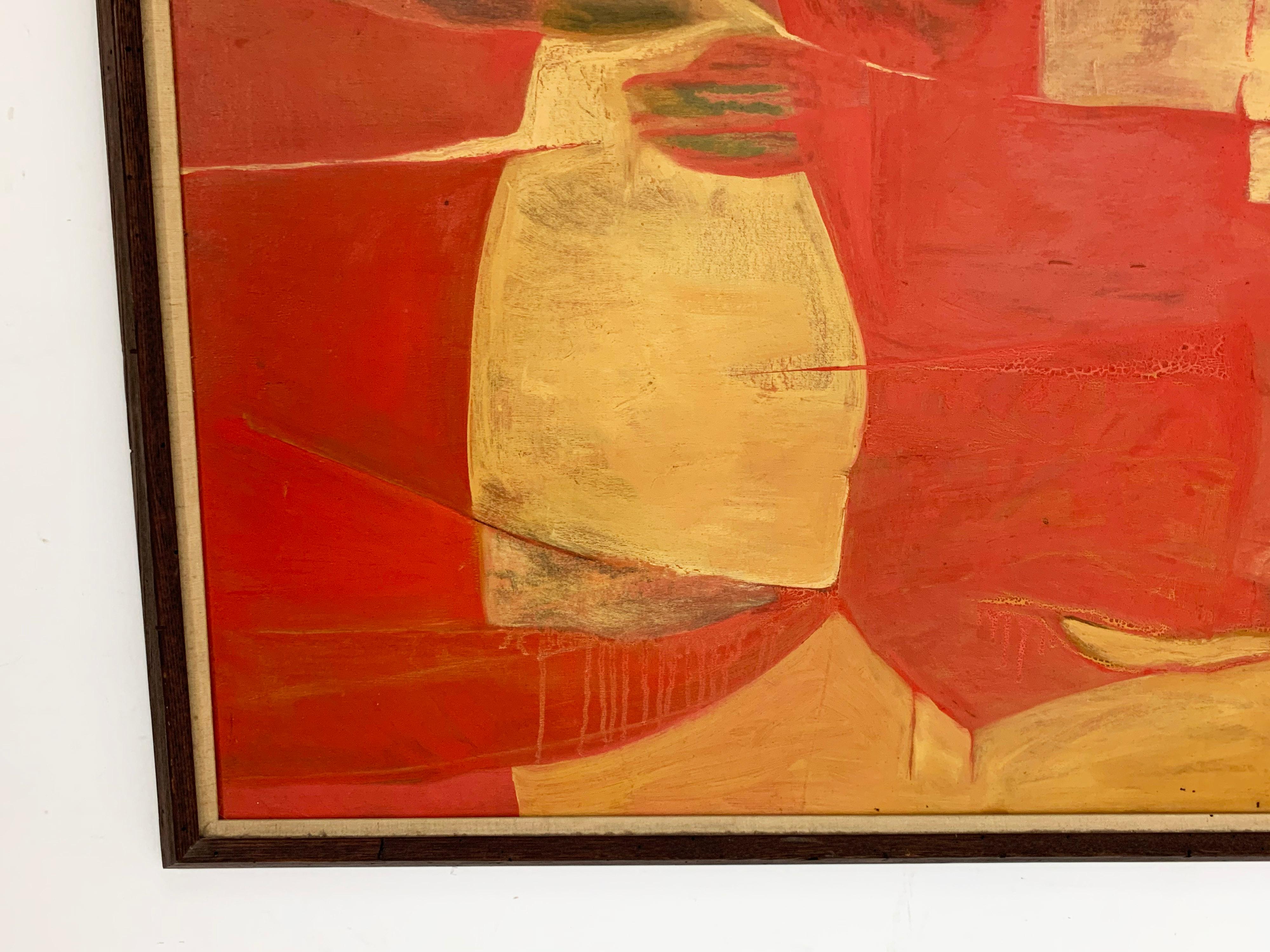 Modernist Abstract Painting by Sy Rudman, Circa 1960s In Good Condition In Peabody, MA