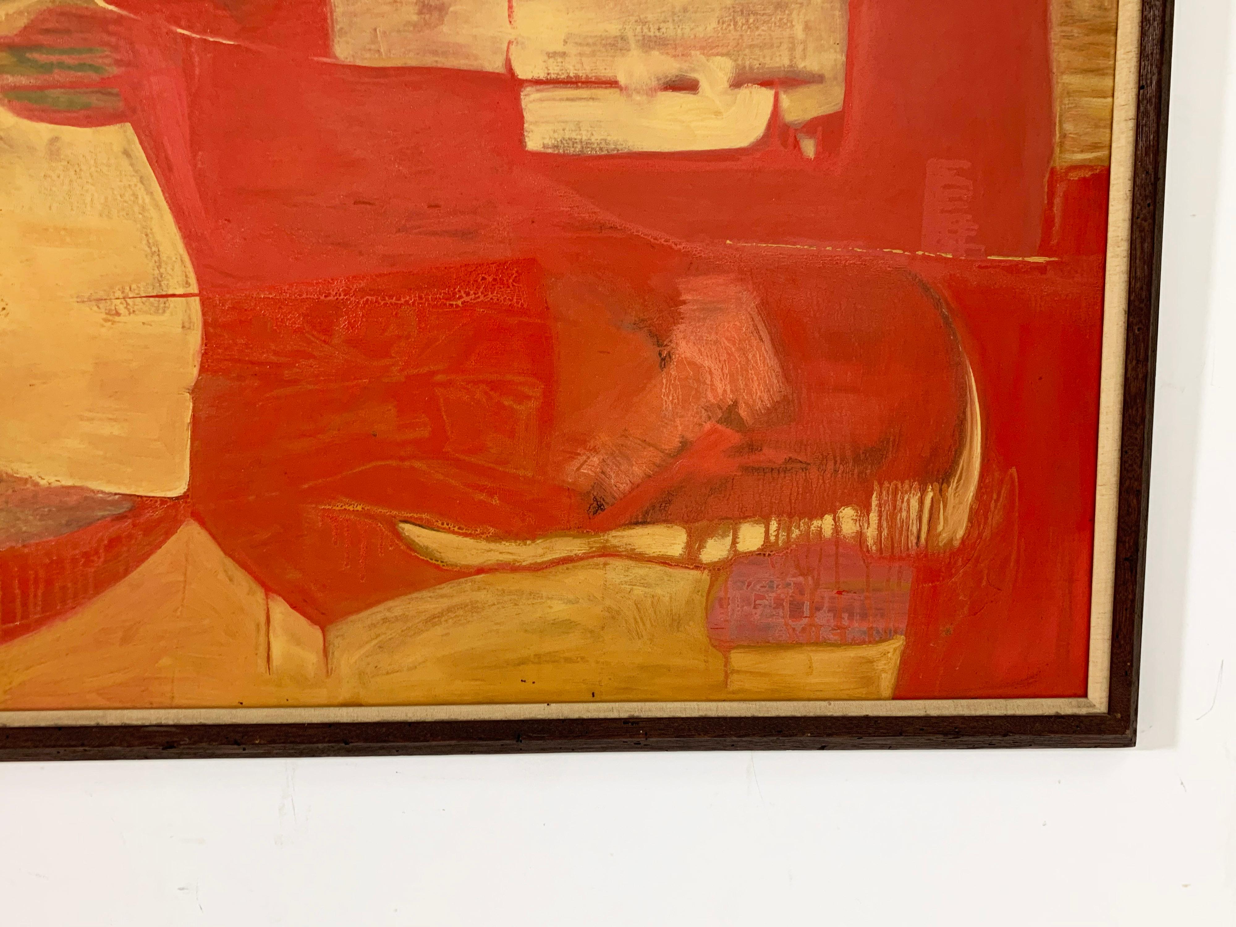 Mid-20th Century Modernist Abstract Painting by Sy Rudman, Circa 1960s