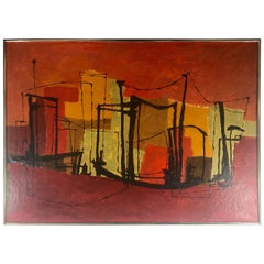 Modernist Abstract Painting, Oil on Canvas Hugh M. Neil, Buffalo N.Y