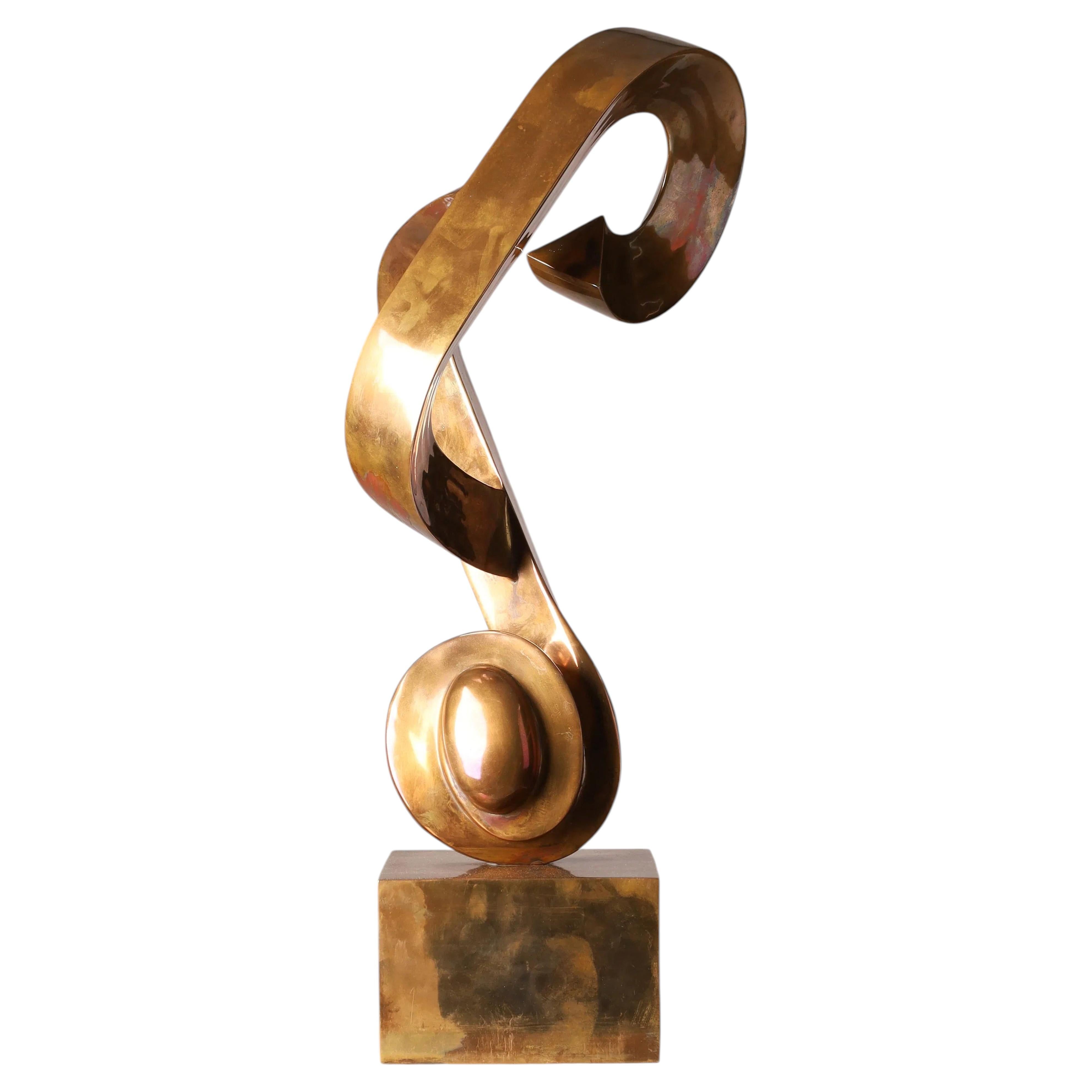Sculpture abstraite moderniste en bronze poli d'Anne Harris