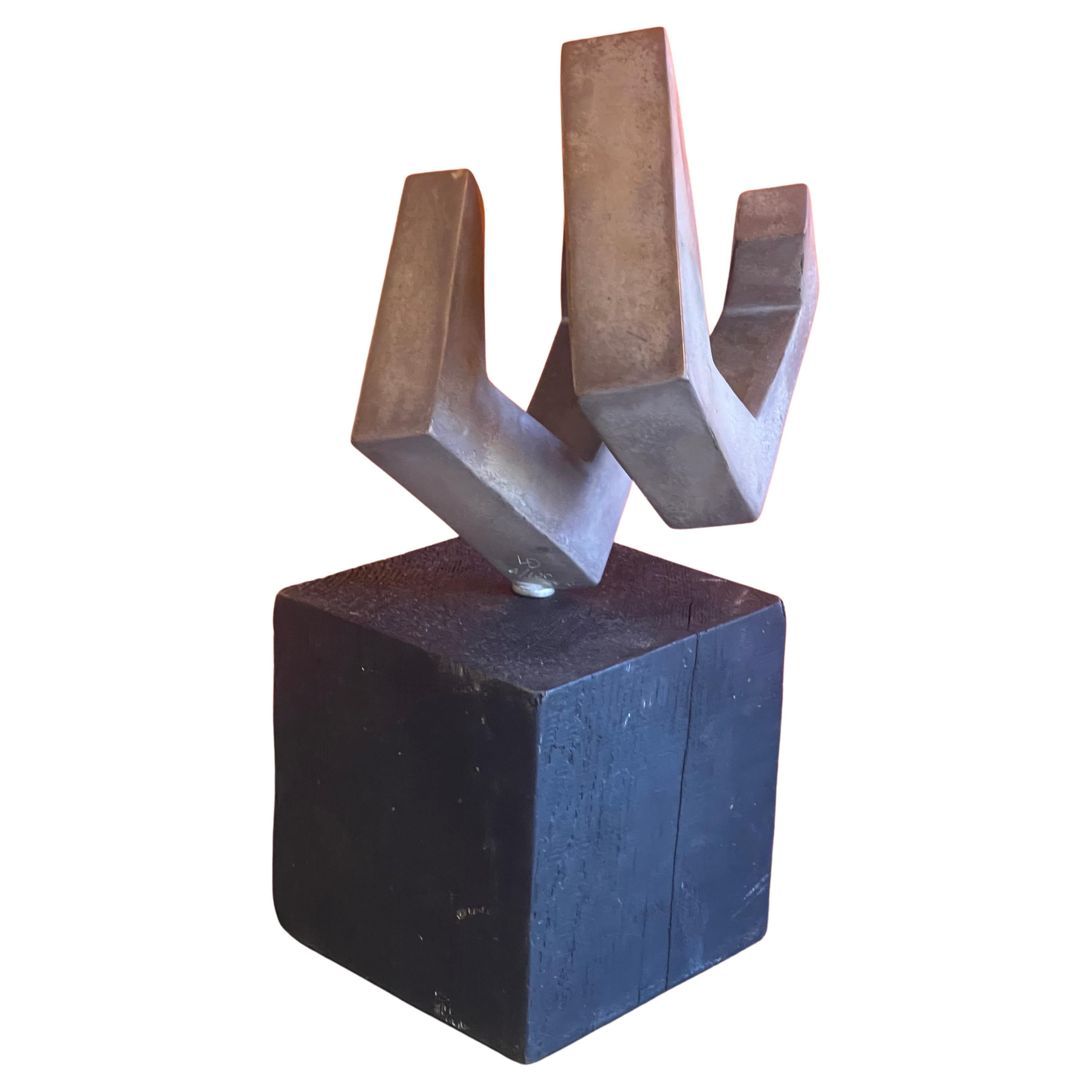 Mexican Modernist Abstract Rotating Sculpture on Wood Base For Sale