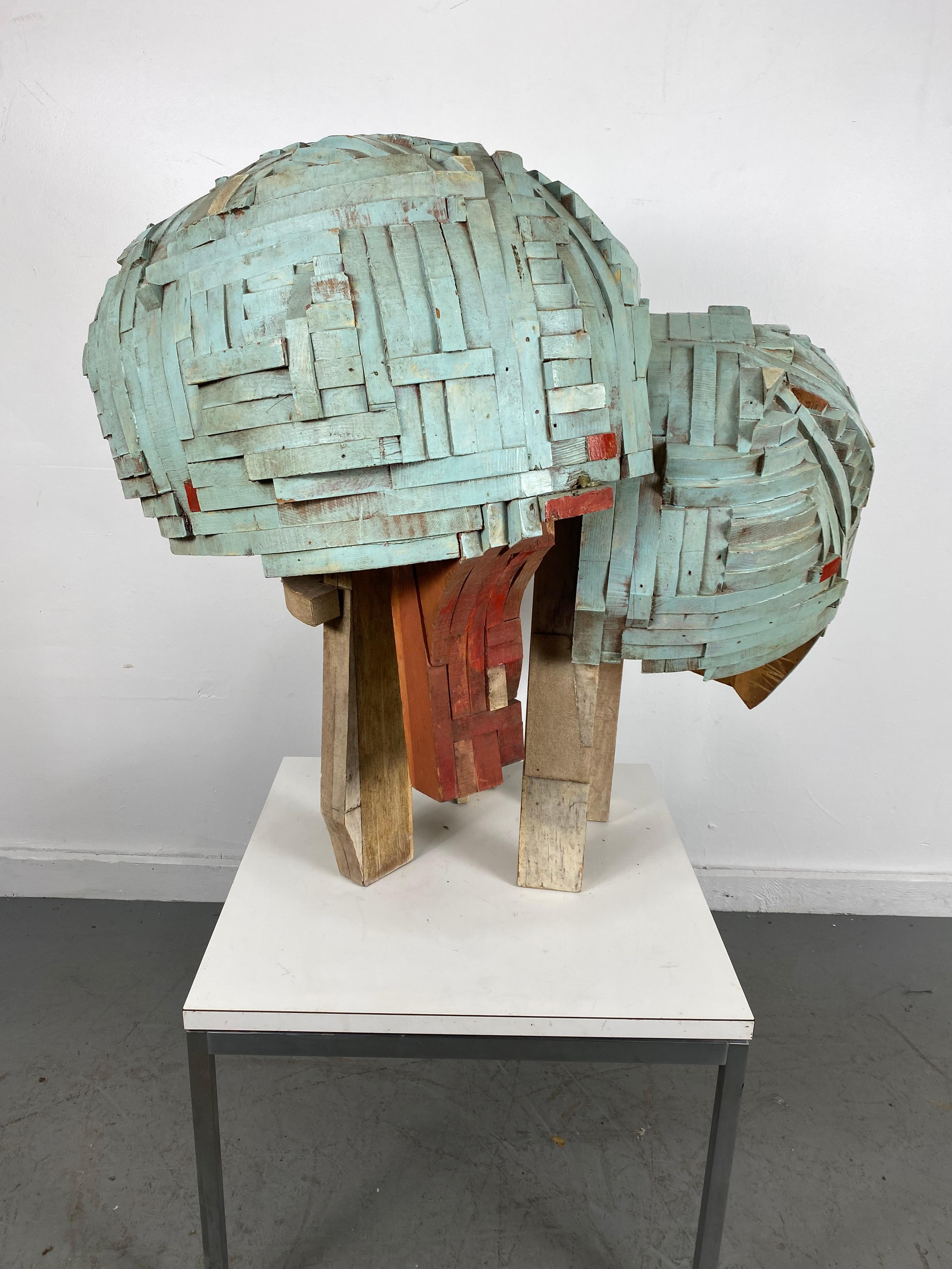 Mid-20th Century Modernist Abstract Stacked Wood and Painted Sculpture 