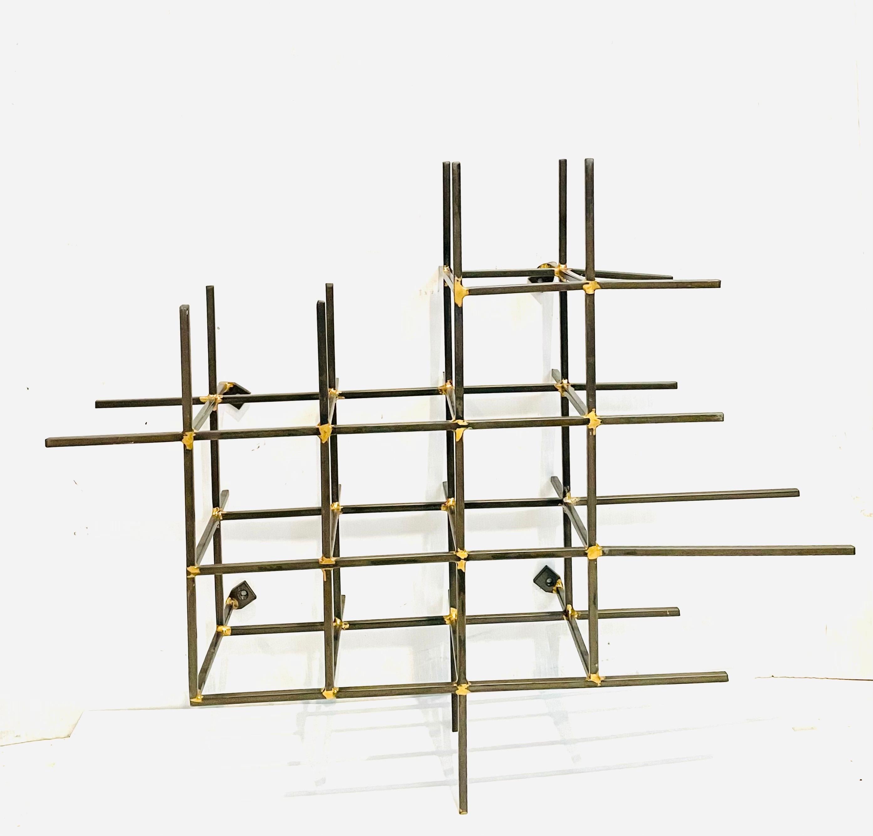 Modernist Abstract Steel & Brass Welded Wall Sculpture For Sale 1