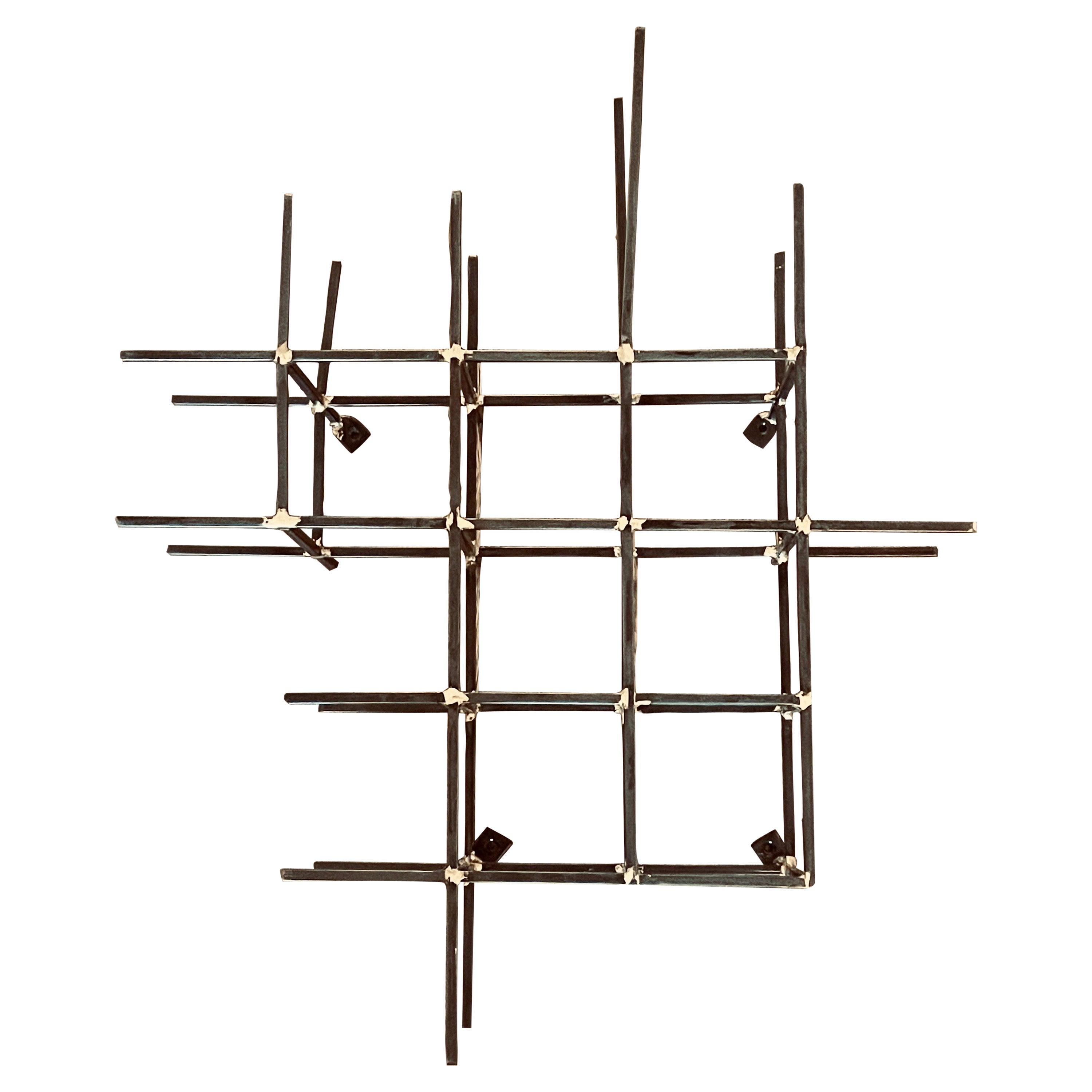 Modernist Abstract Steel & Brass Welded Wall Sculpture