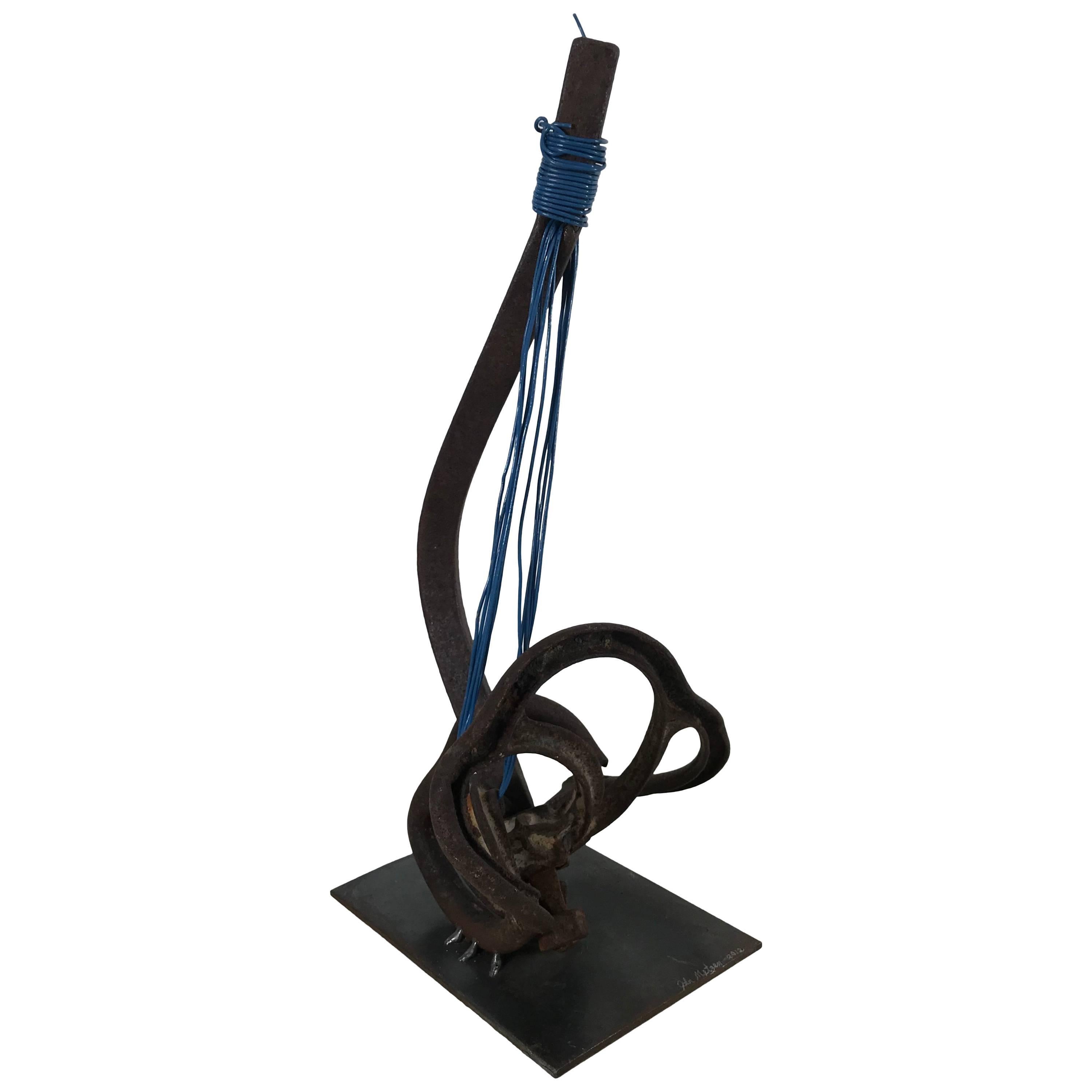 Modernist Abstract Steel Sculpture, Brutalist Guitar by John Metzen