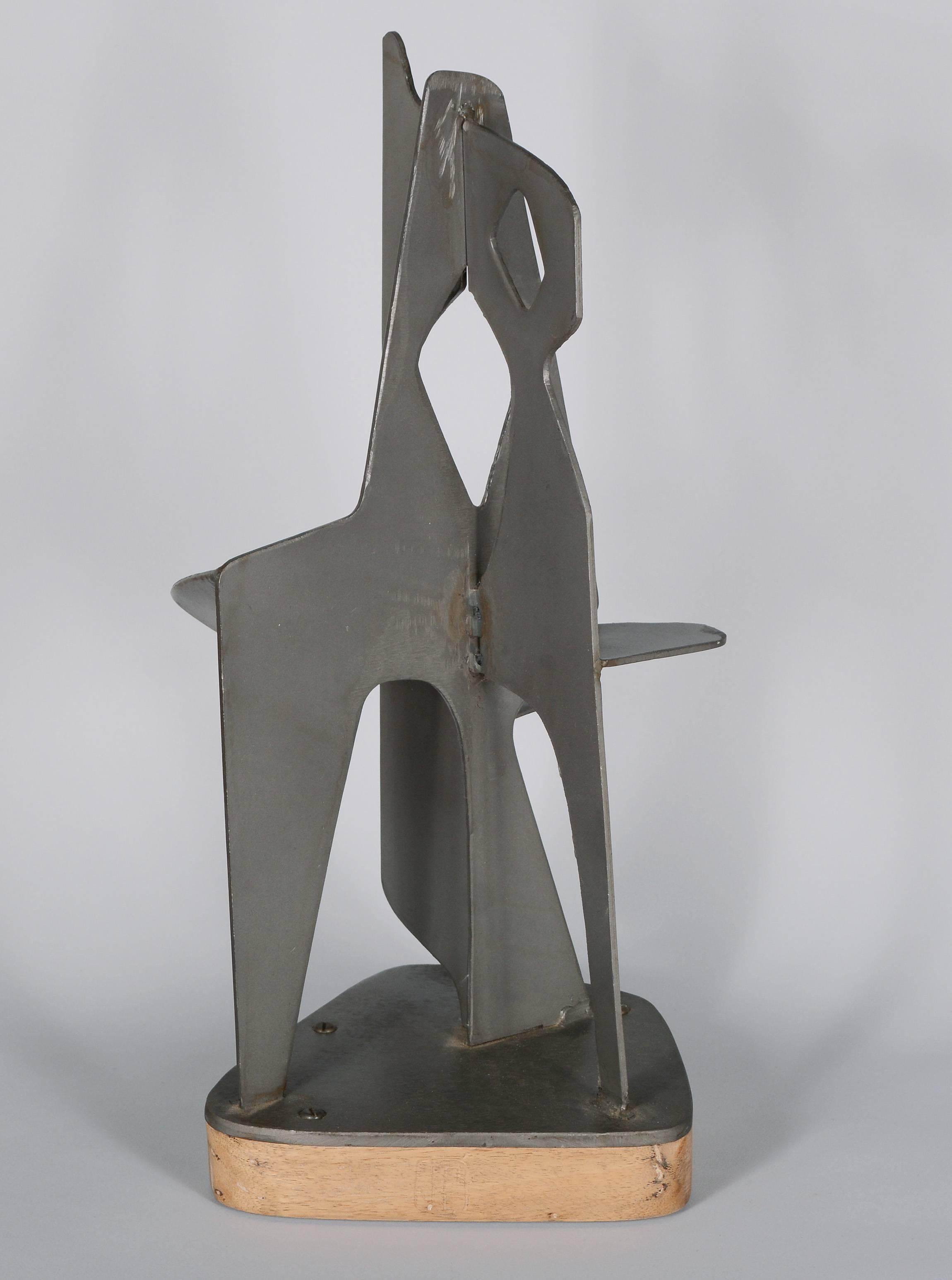 Cut Steel Modernist Abstract Steel Sculpture