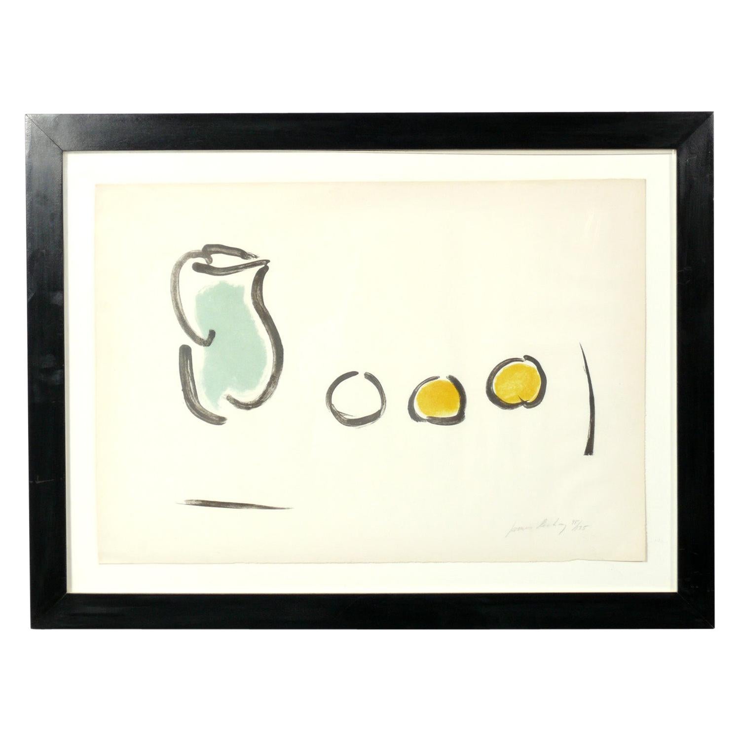 Modernist Abstract Still Life Lithograph by James Lechay