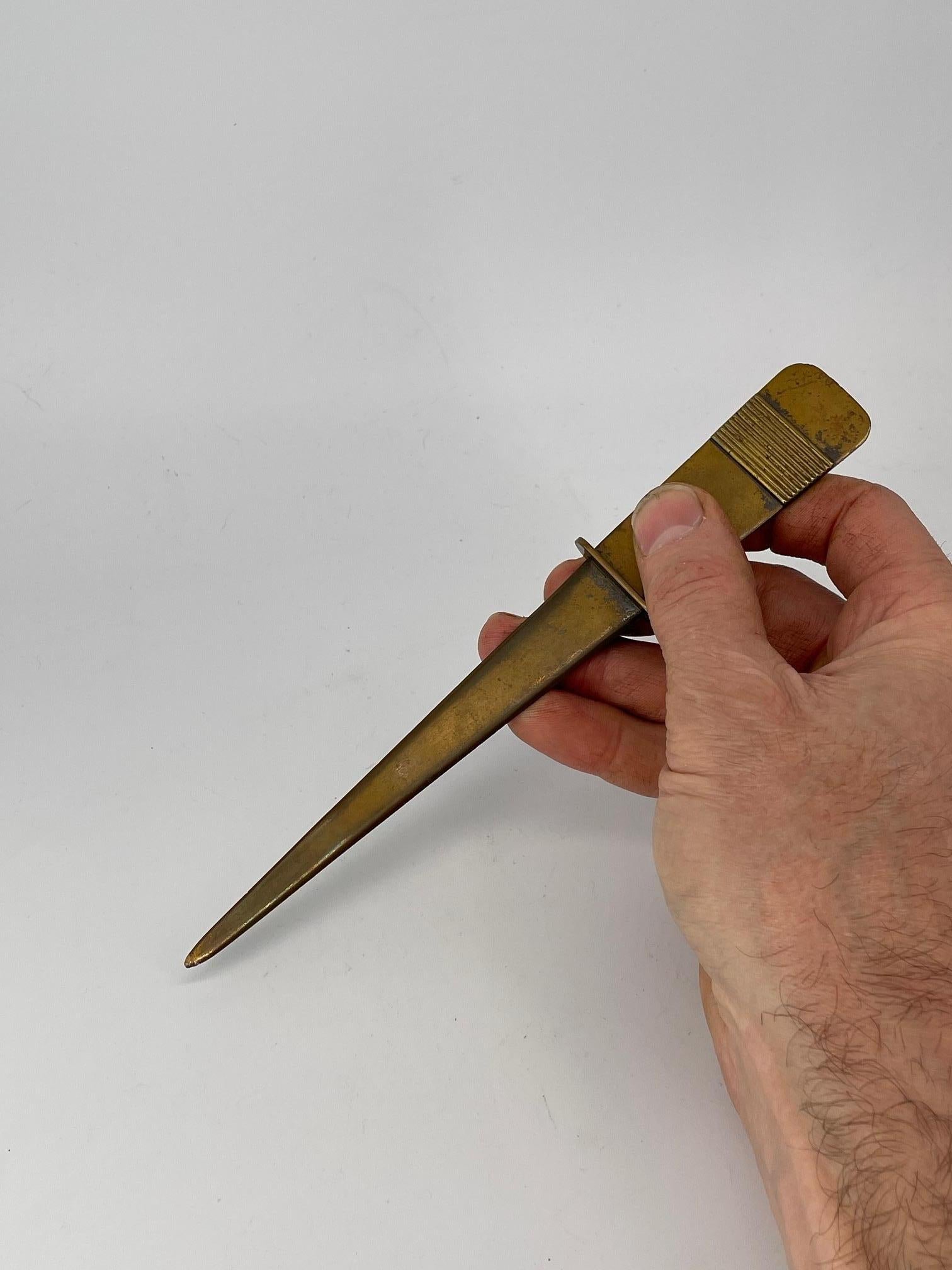 Modernist Abstract Sword Copper Plated Brass Letter Opener like Carl Aubock For Sale 5