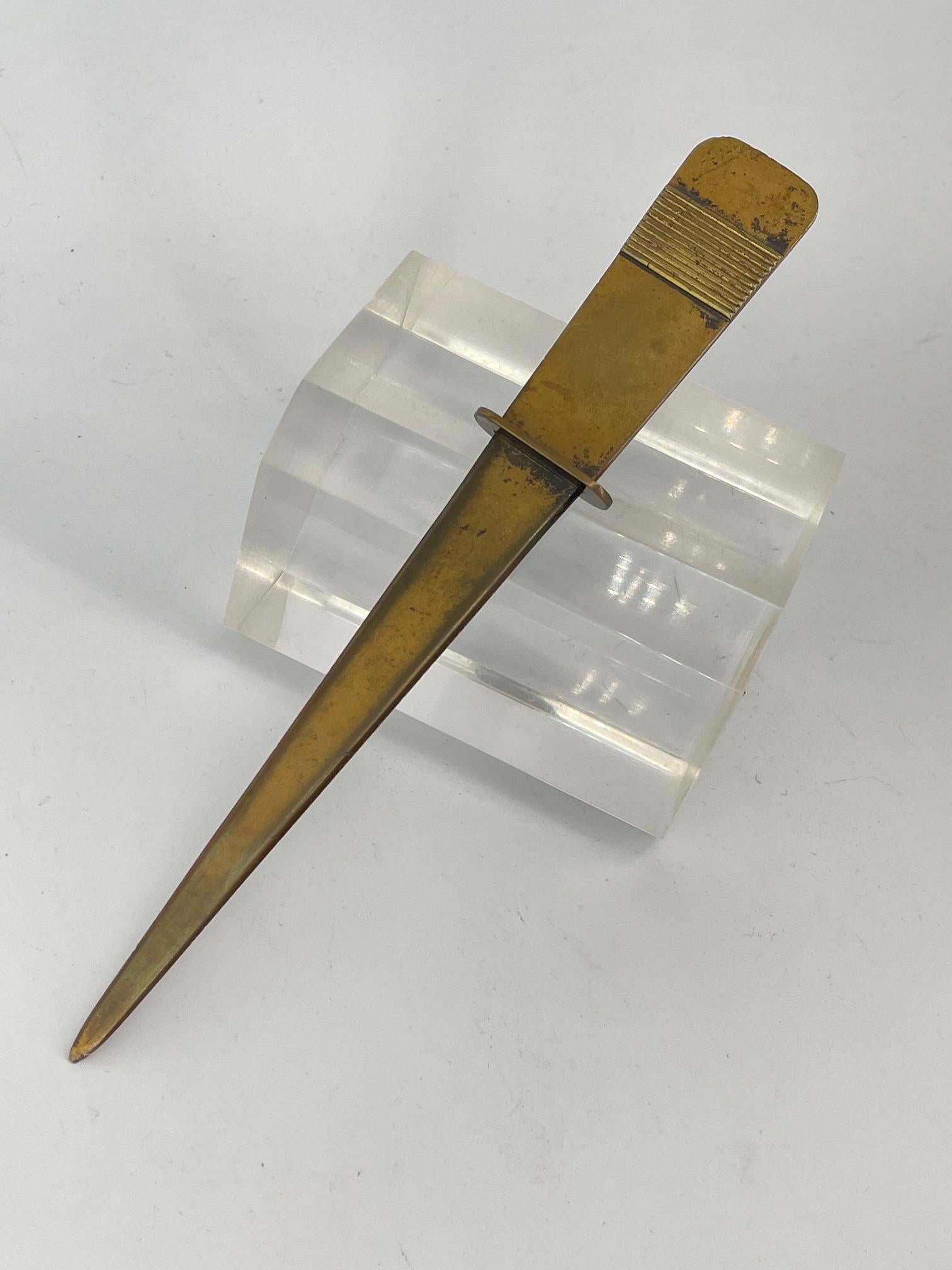 Mid-Century Modern Modernist Abstract Sword Copper Plated Brass Letter Opener like Carl Aubock For Sale