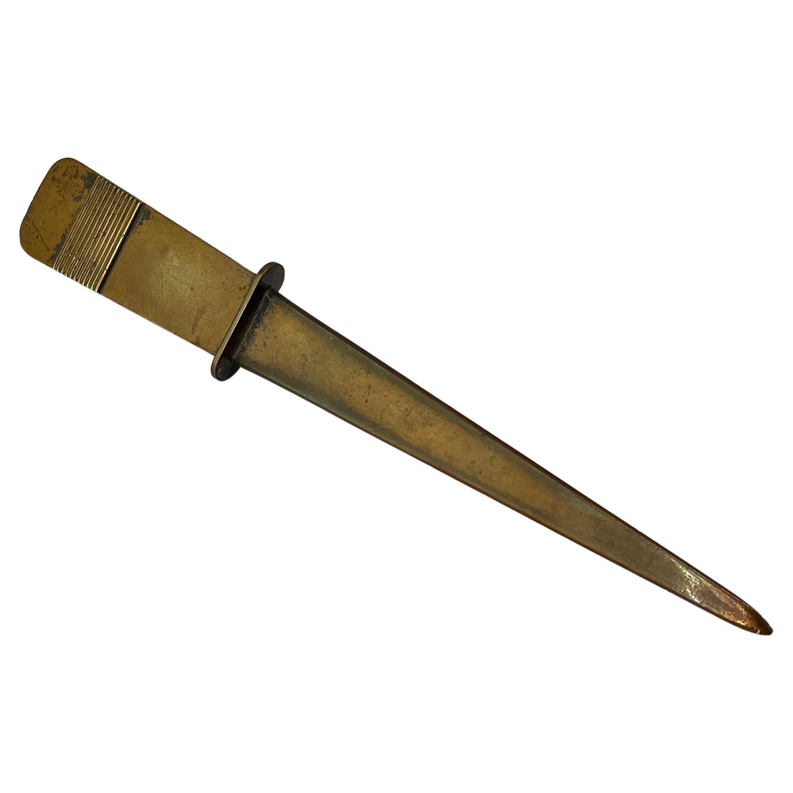 Modernist Abstract Sword Copper Plated Brass Letter Opener like Carl Aubock For Sale
